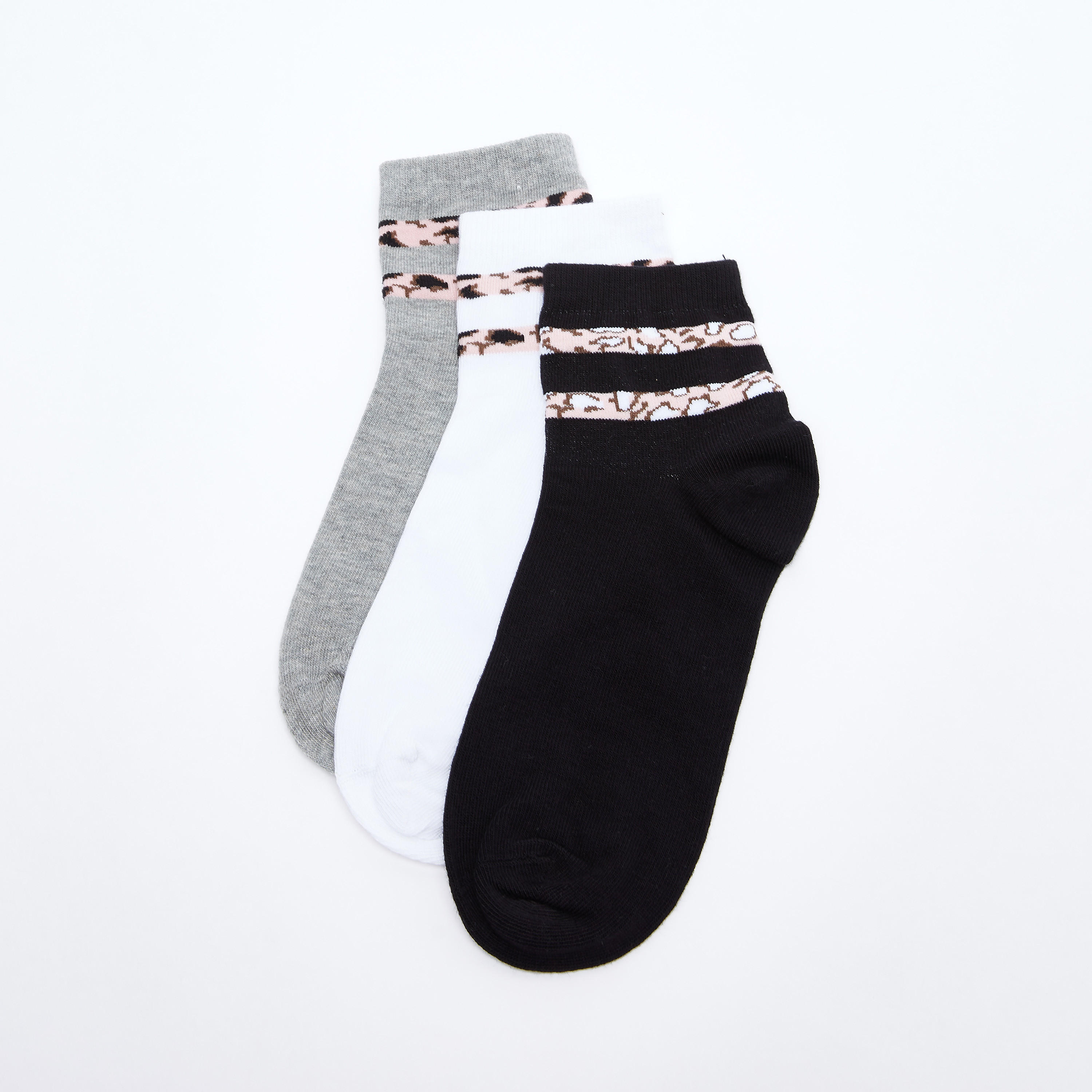 جوارب متنوعة بطول الكاحل وحواف مطّاطية - طقم من 5 أزواج-women-socksandstockings-image-2