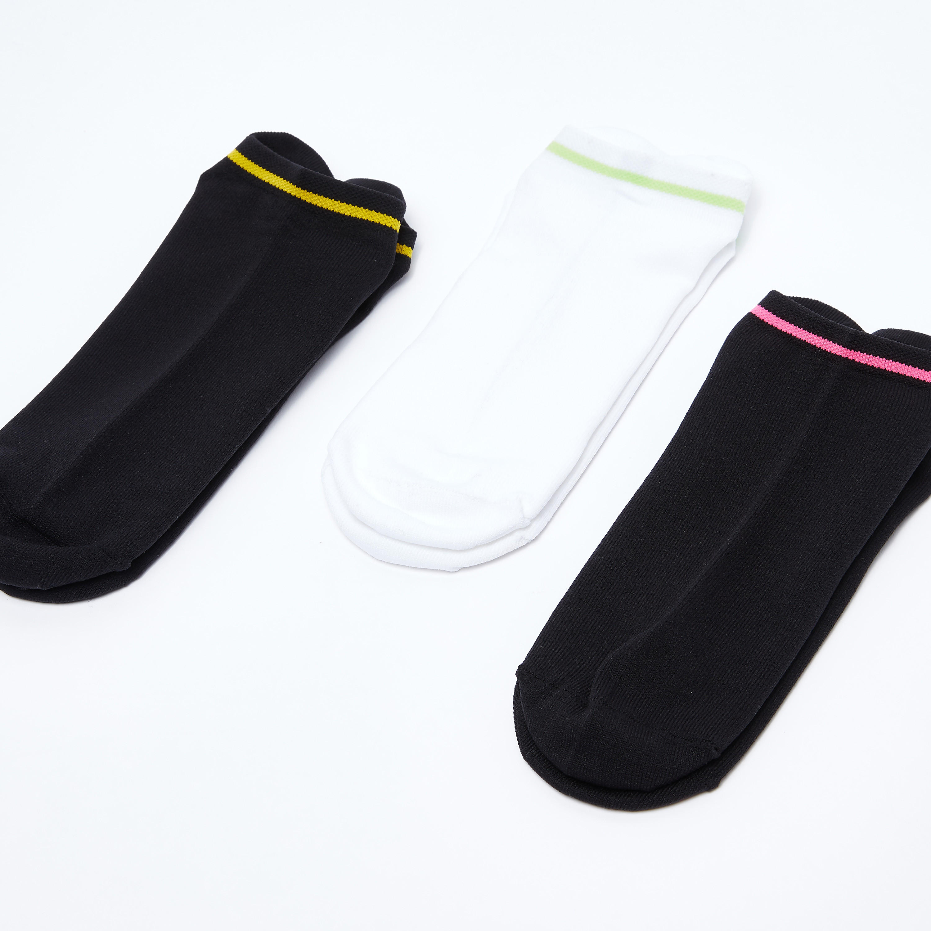 جوارب متنوعة بطول الكاحل وحواف مطّاطية - طقم من 3 أزواج-women-socksandstockings-image-1