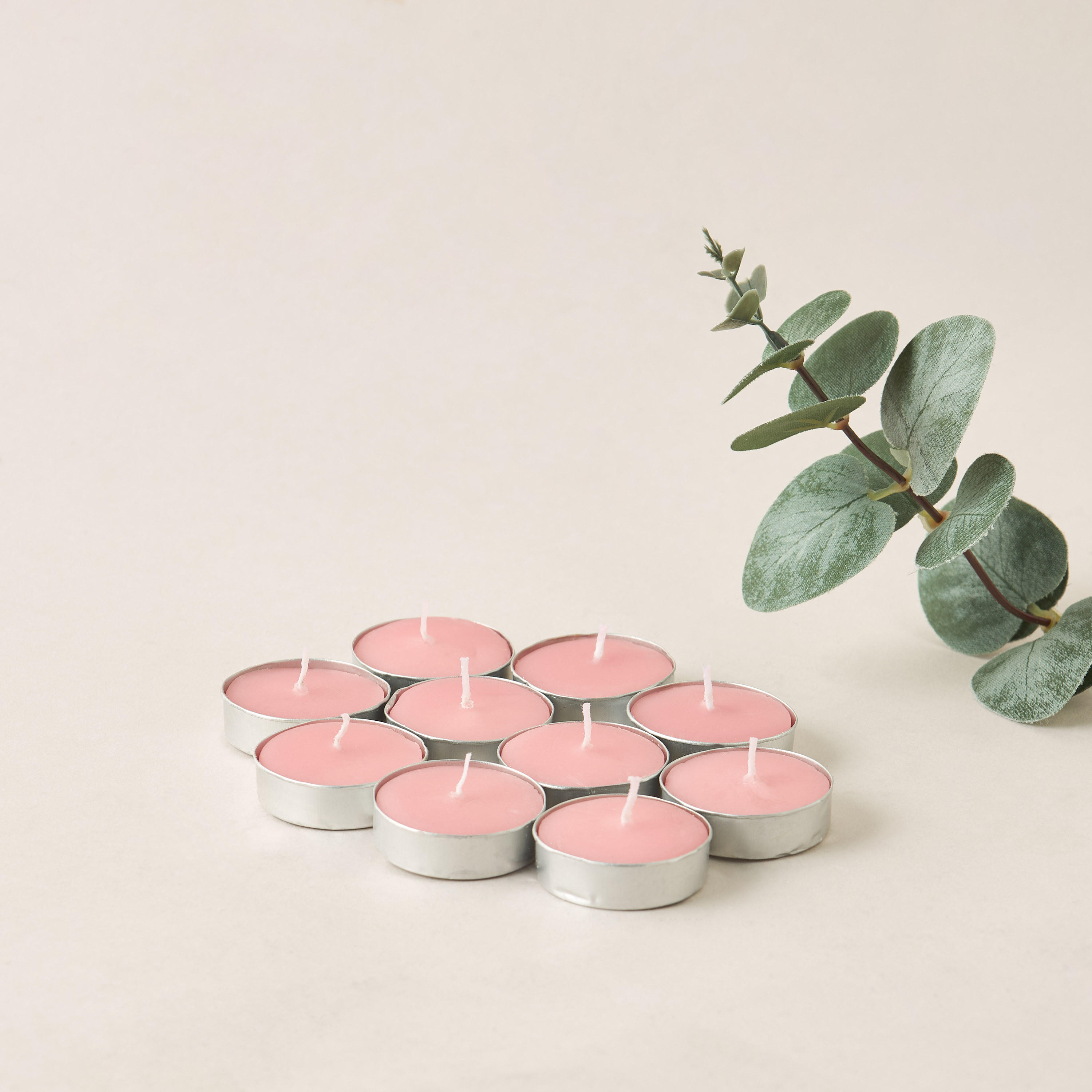 Rose and Jasmine Scented 10-Piece Tealight Candle Set - 10 gms-household-homefragrance-candles-image-1