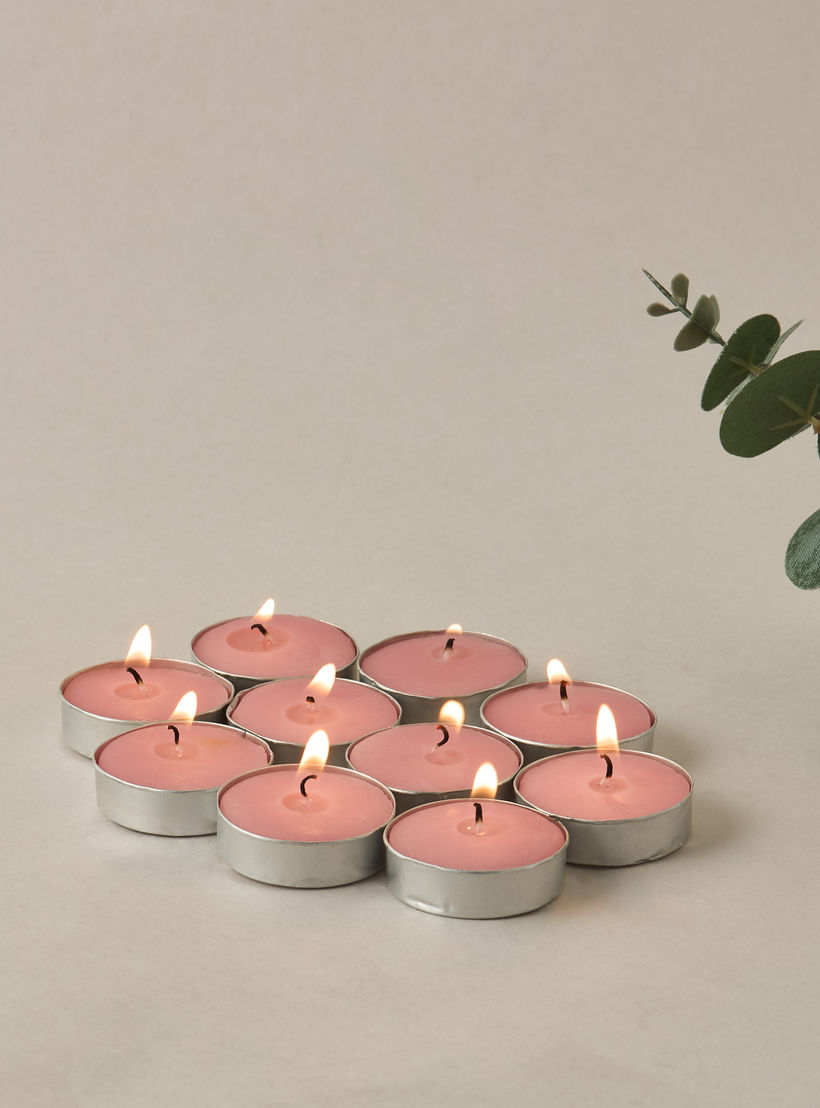 Rose and Jasmine Scented 10-Piece Tealight Candle Set - 10 gms-household-homefragrance-candles-image-4