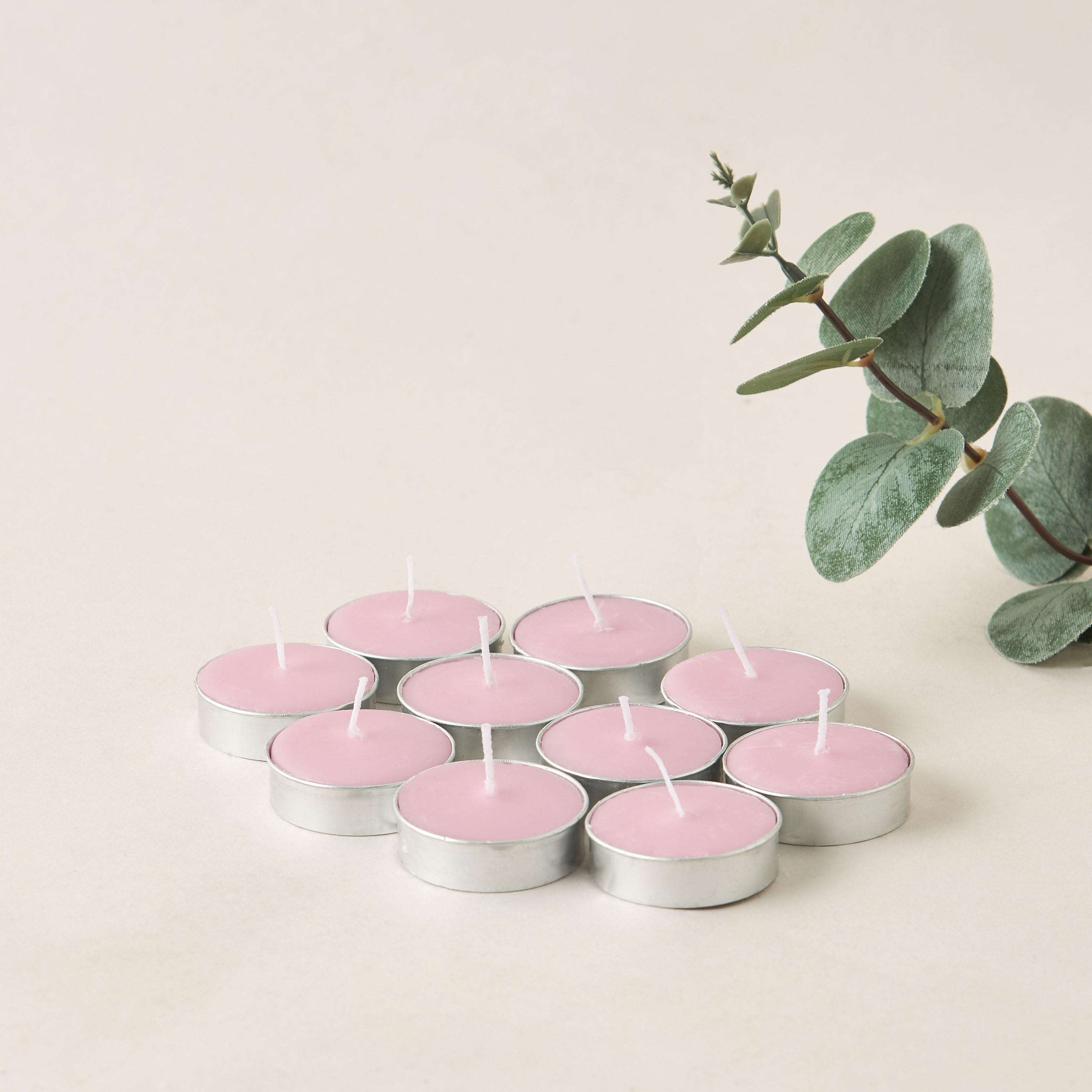 Rose and Jasmine Scented 10-Piece Tealight Candle Set - 10 gms-household-homefragrance-candles-image-1