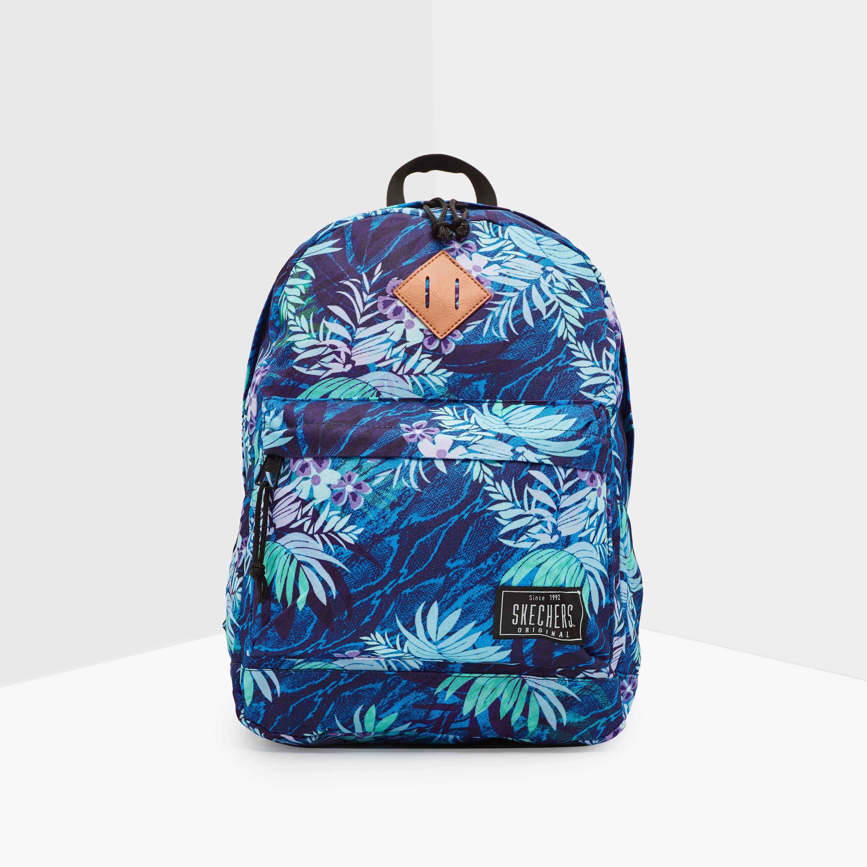 Skechers Tropical Print Zipper Backpack with Adjustable Shoulder Straps-women-bagsandwallets-backpacks-image-1
