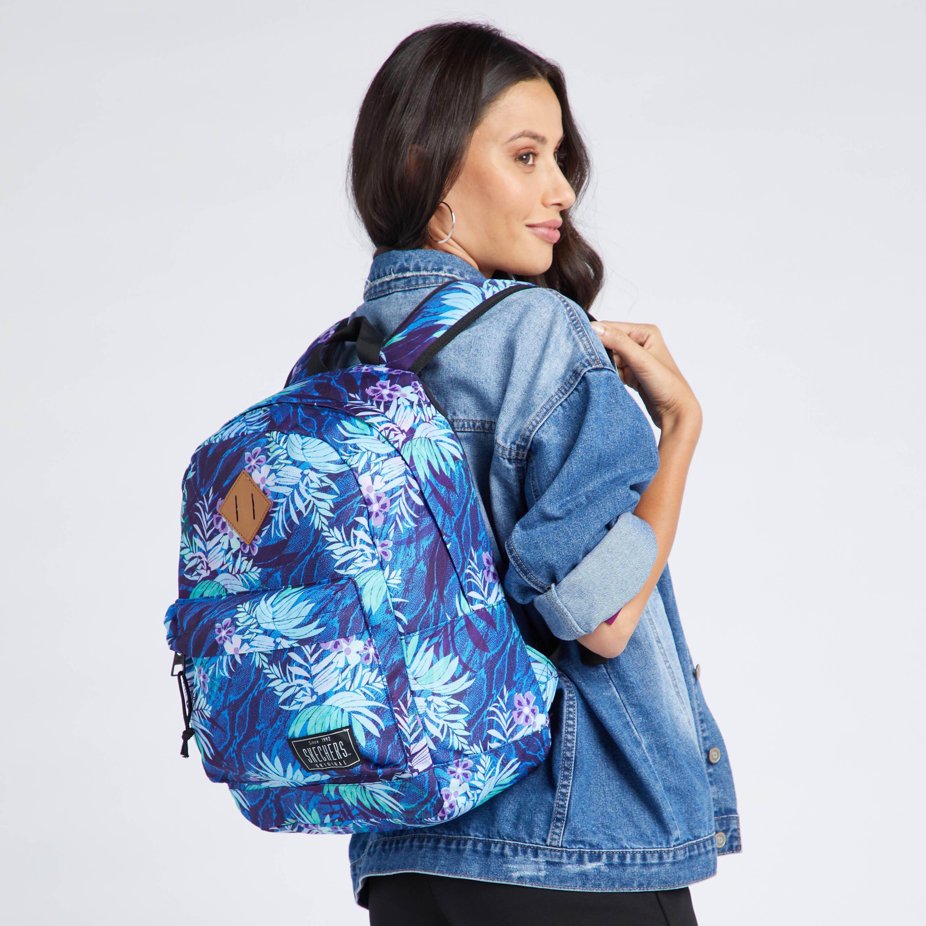Skechers Tropical Print Zipper Backpack with Adjustable Shoulder Straps-women-bagsandwallets-backpacks-image-2