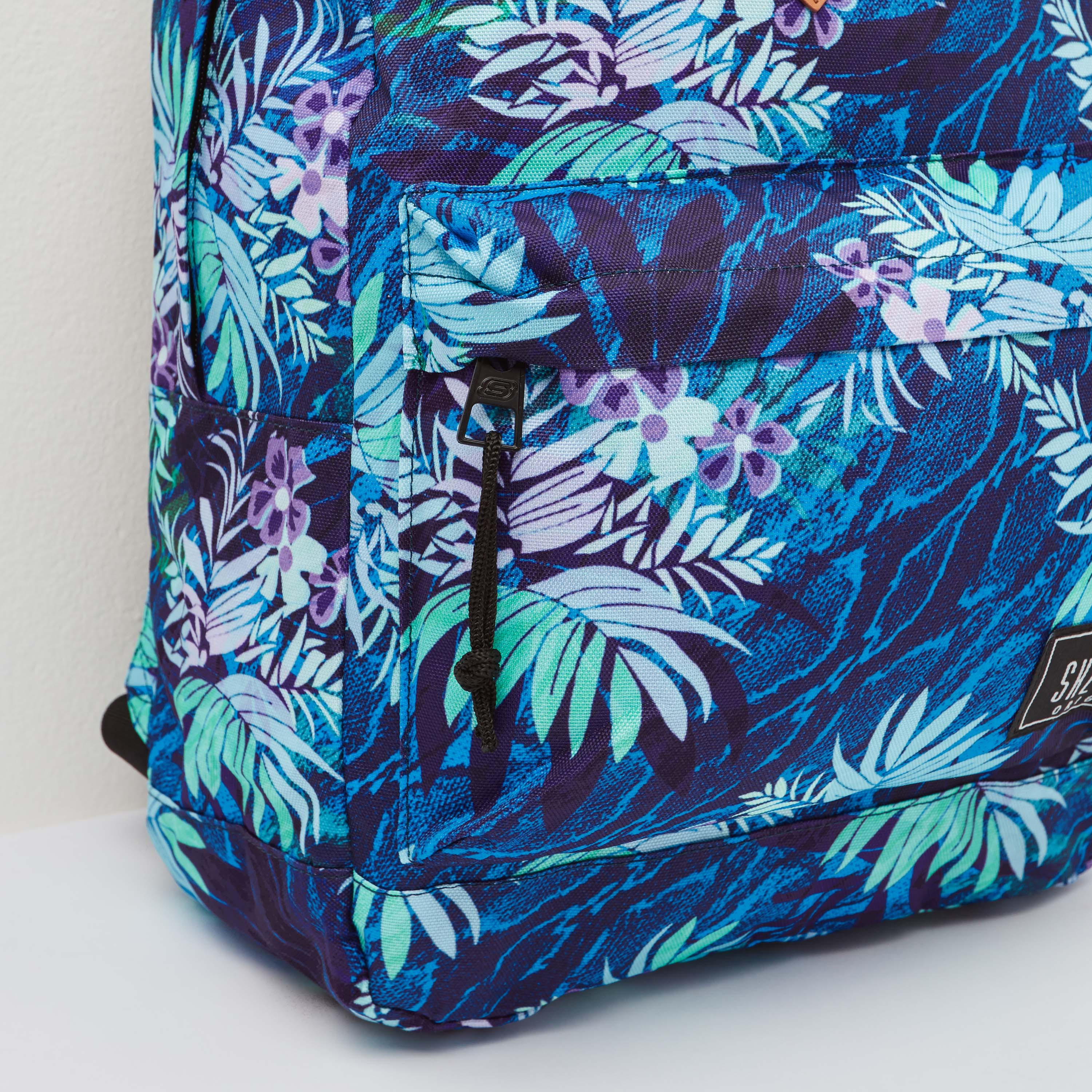 Skechers Tropical Print Zipper Backpack with Adjustable Shoulder Straps-women-bagsandwallets-backpacks-image-4