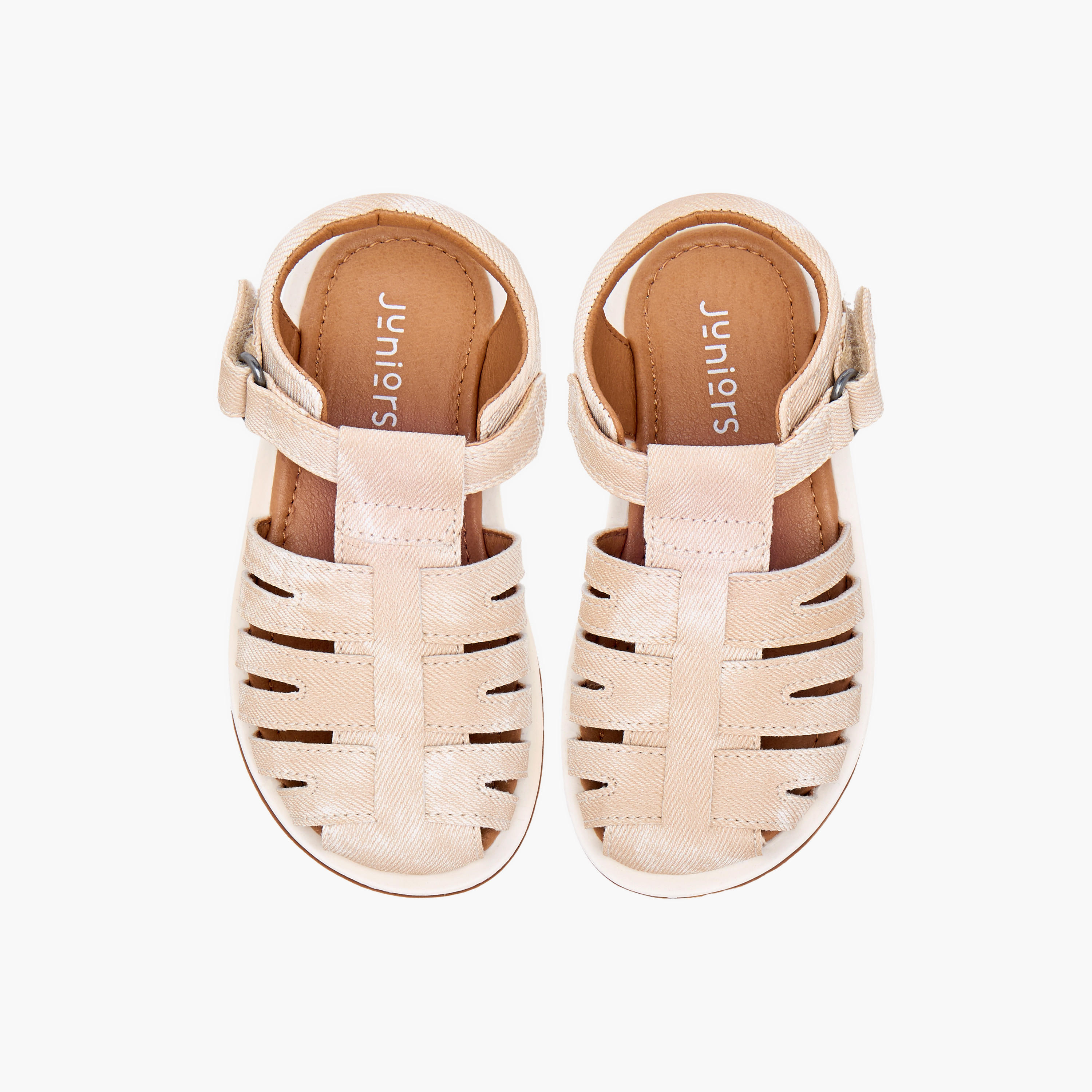 Juniors Textured Caged Sandals with Hook and Loop Closure-boys-shoes-sandals-image-1