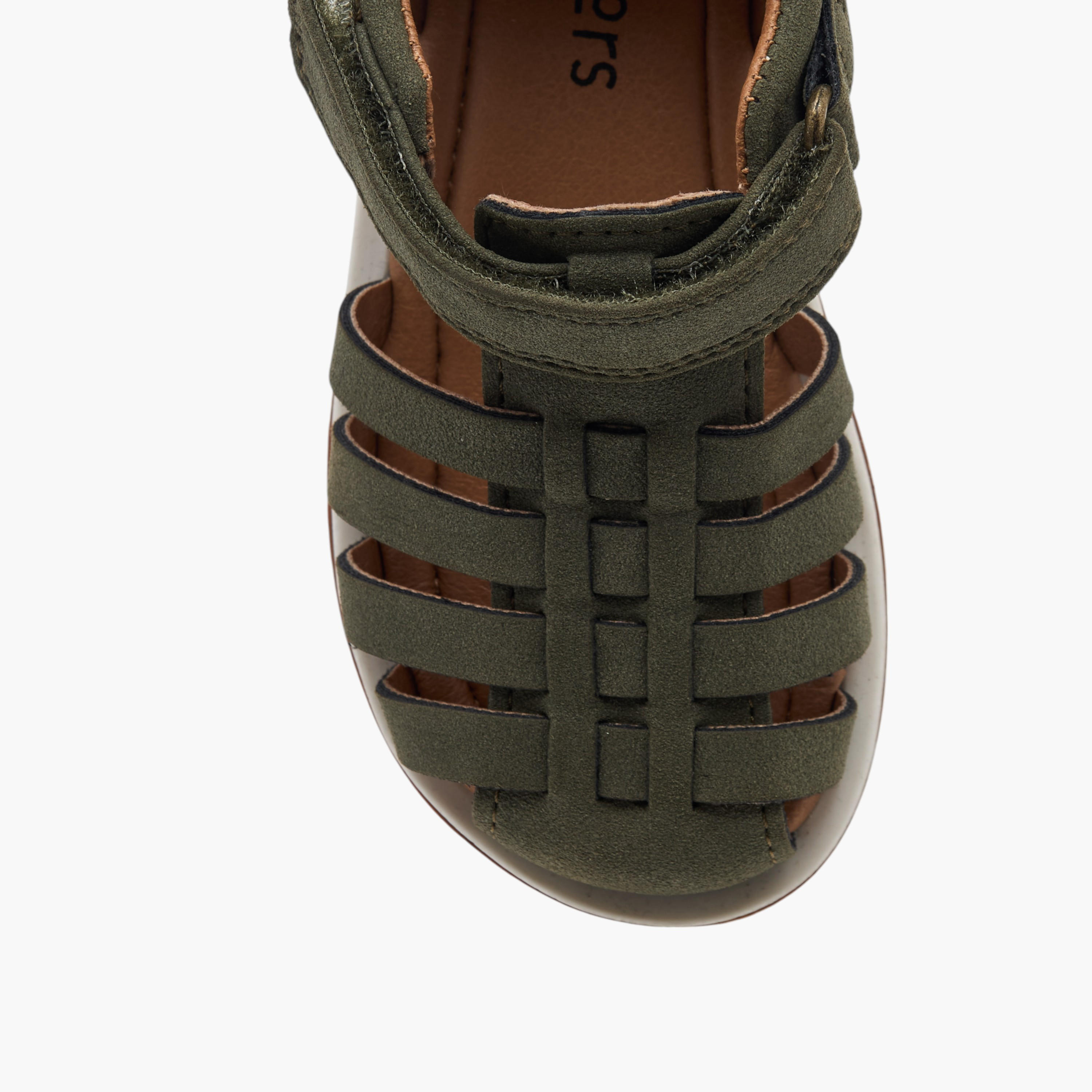 Juniors Solid Sandals with Hook and Loop Closure-baby-boys-shoes-sandals-image-3