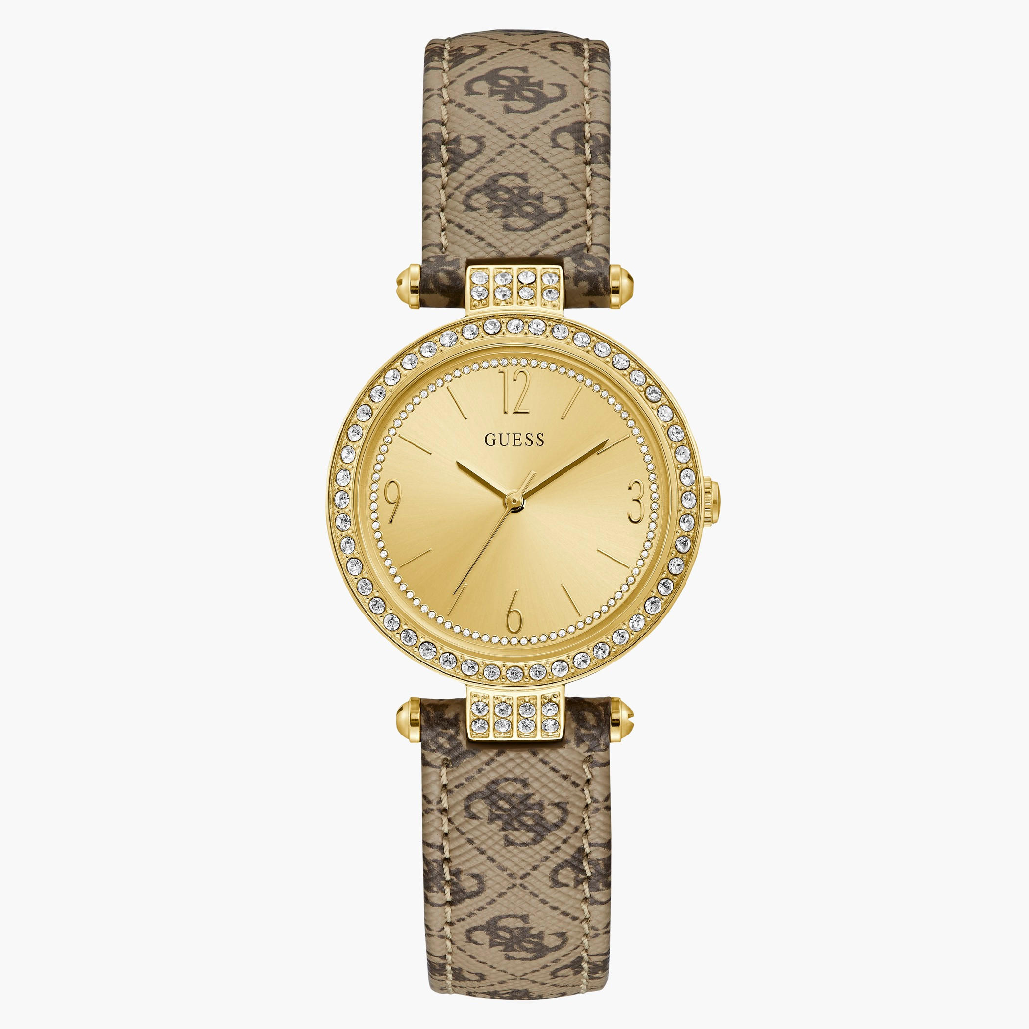 ساعة انالوج من جيس للنساء بسوار بني مع مينا ذهبي - W1230L2-women-watchesandjewellery-watches-image-1