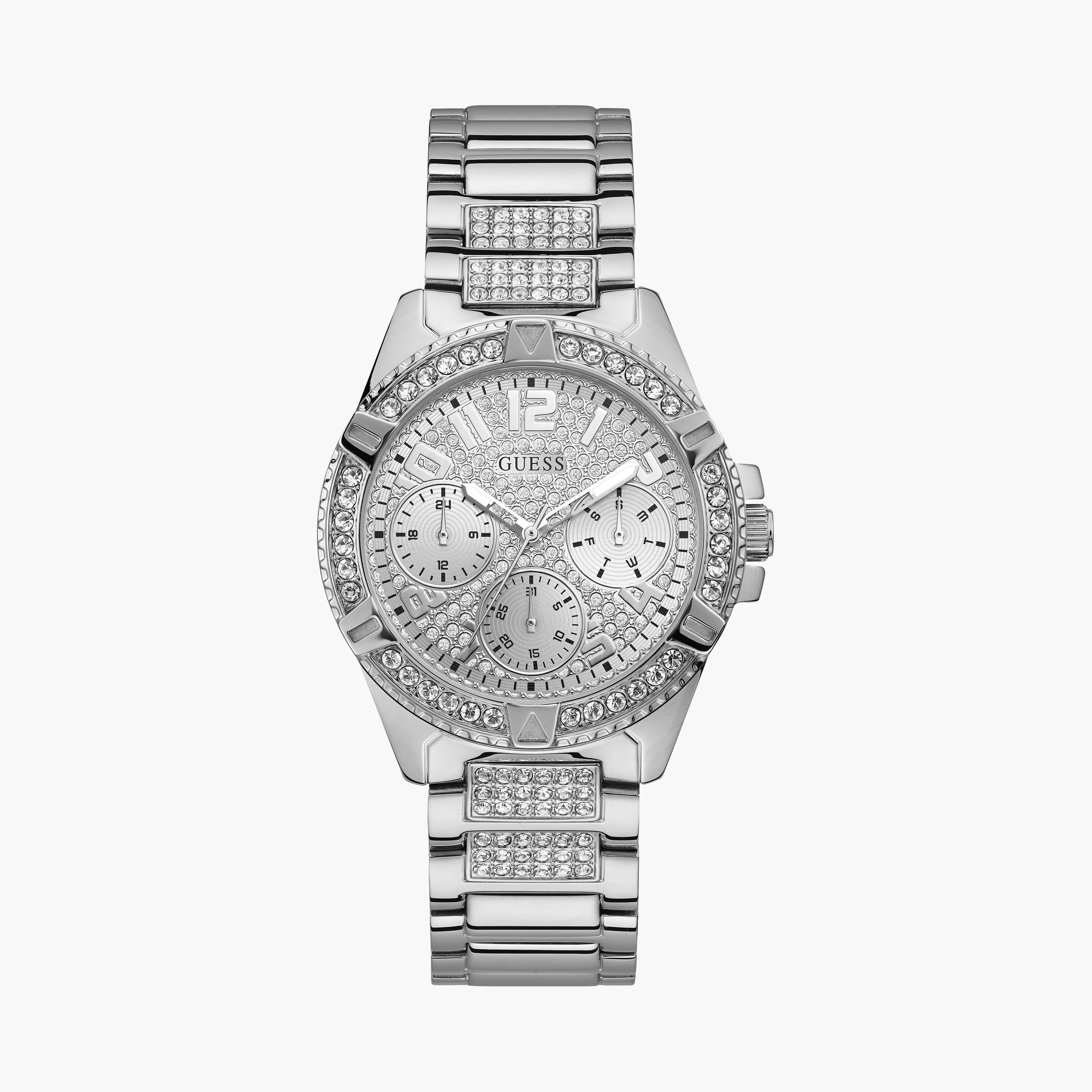 Guess Women's 40 MM Silver Chronograph Stainless Steel Watch W1156L1-women-watchesandjewellery-watches-image-1