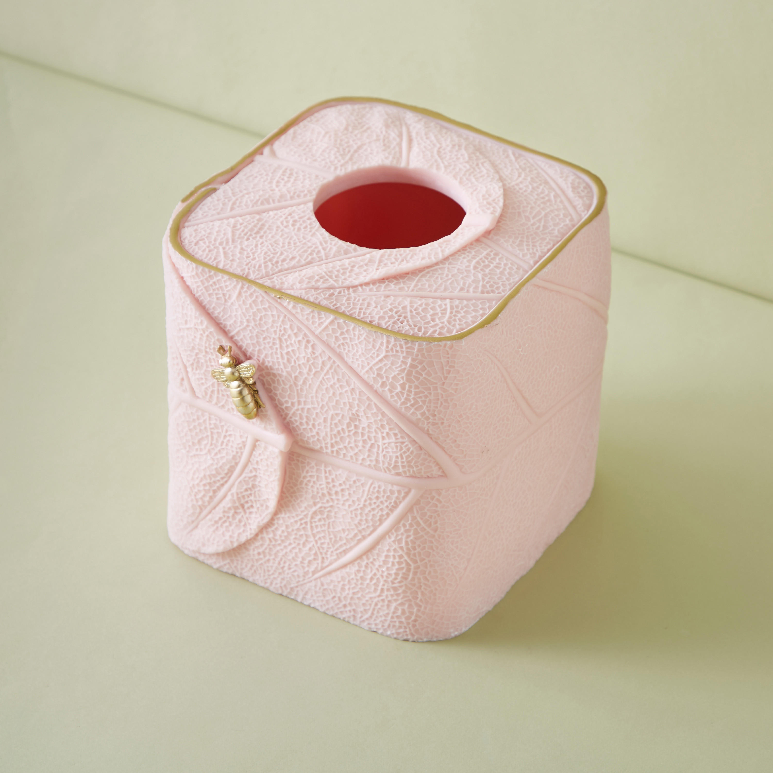 غطاء علبة مناديل بنقوش ورق شجر وزينة نحلة-household-bathandlaundry-bathaccessories-bathaccessorysets-image-2