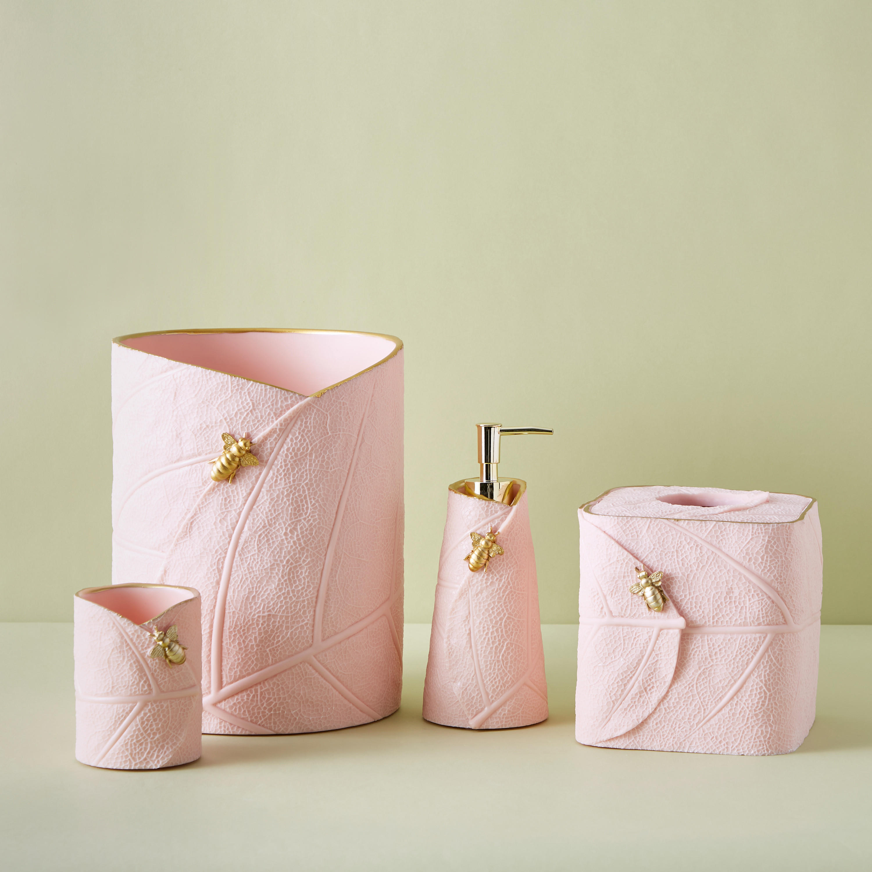 غطاء علبة مناديل بنقوش ورق شجر وزينة نحلة-household-bathandlaundry-bathaccessories-bathaccessorysets-image-5