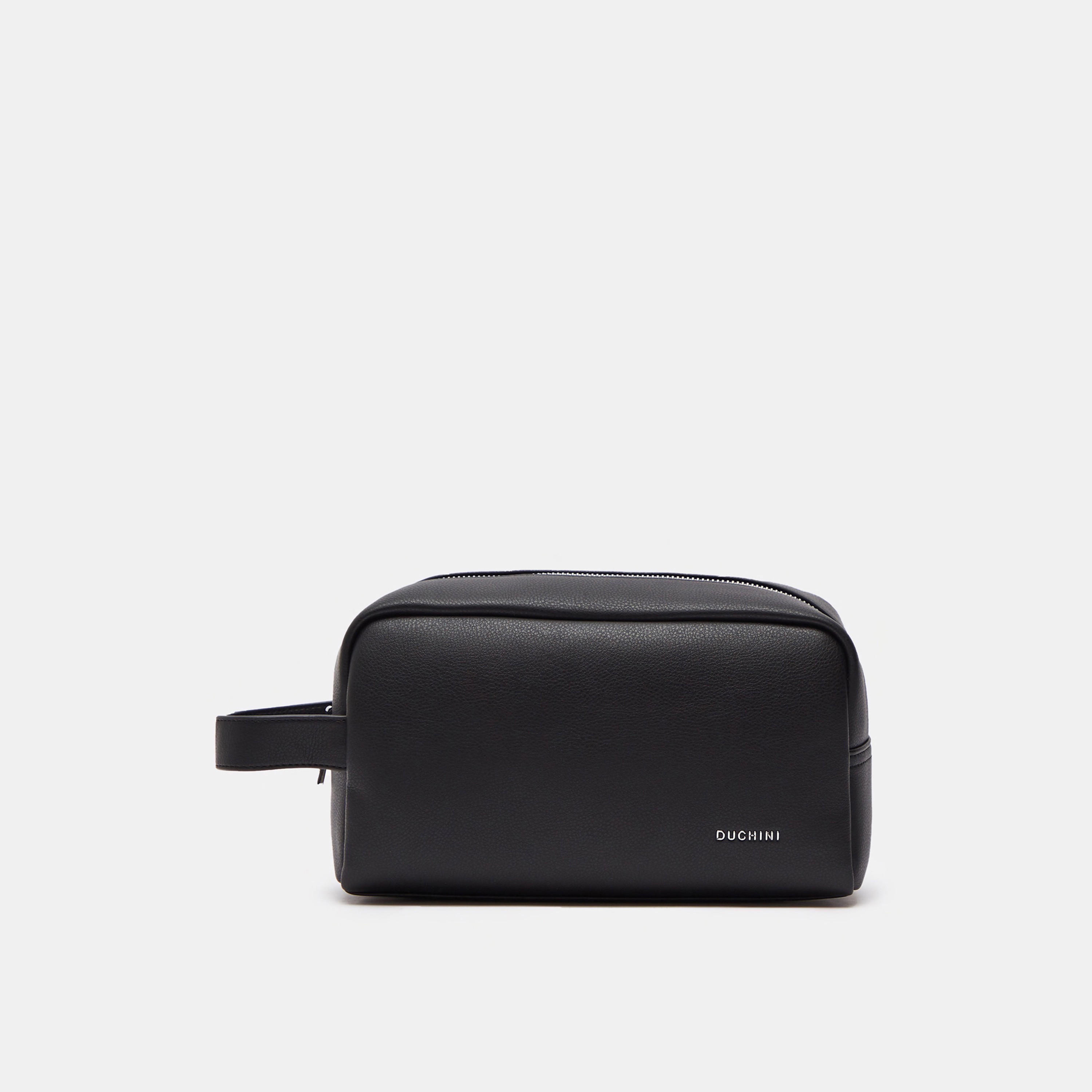 Duchini Solid Pouch with Zip Closure and Wrist Loop-men-bags-image-1