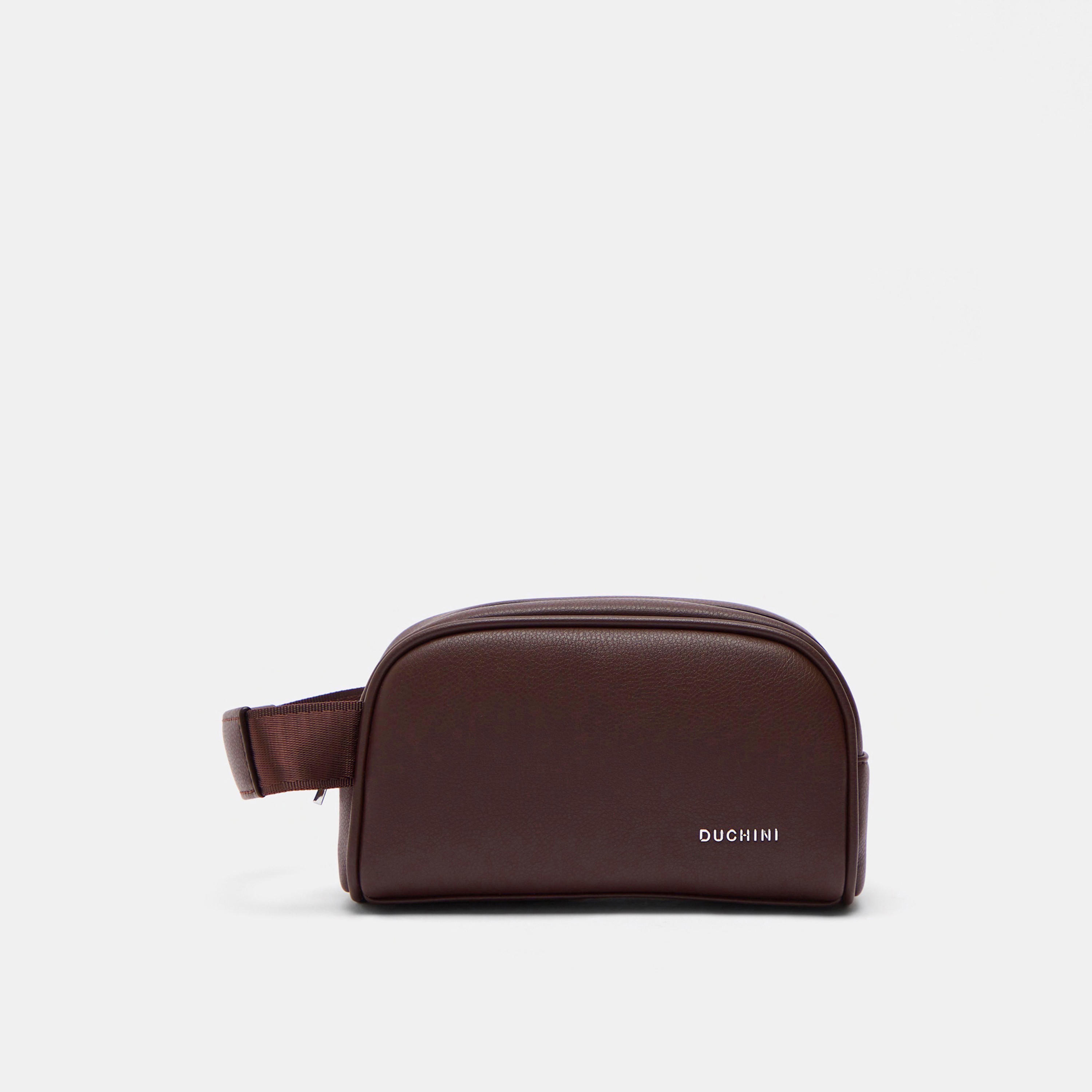 Duchini Solid Pouch with Strap and Zip Closure-men-bags-image-1