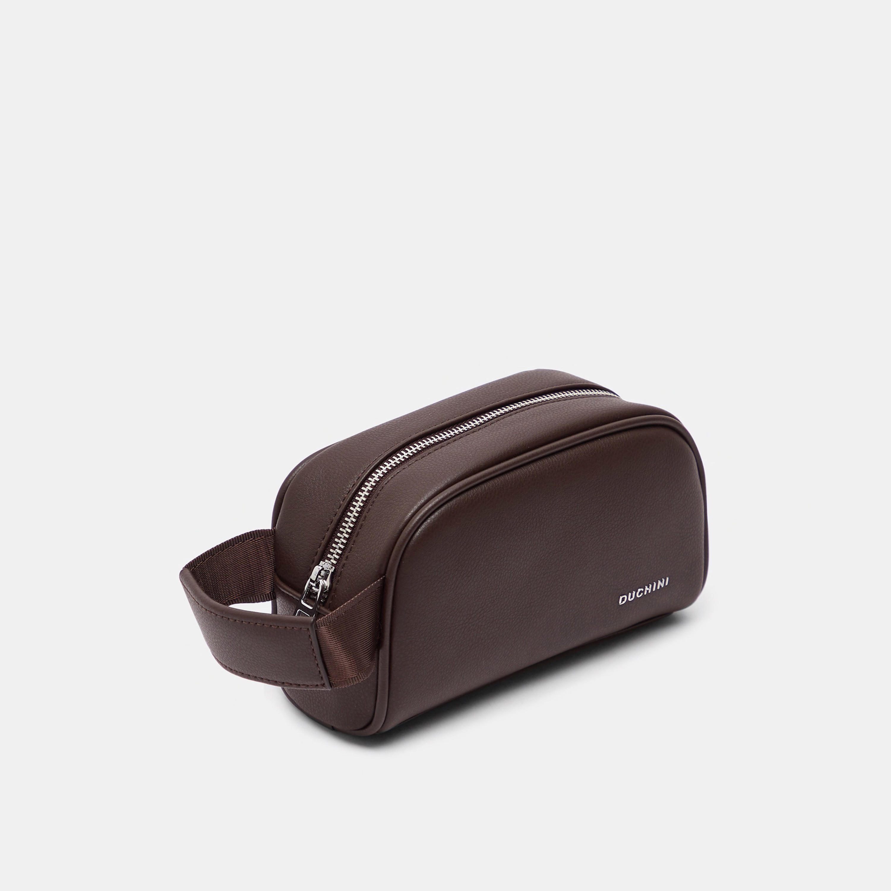Duchini Solid Pouch with Strap and Zip Closure-men-bags-image-4