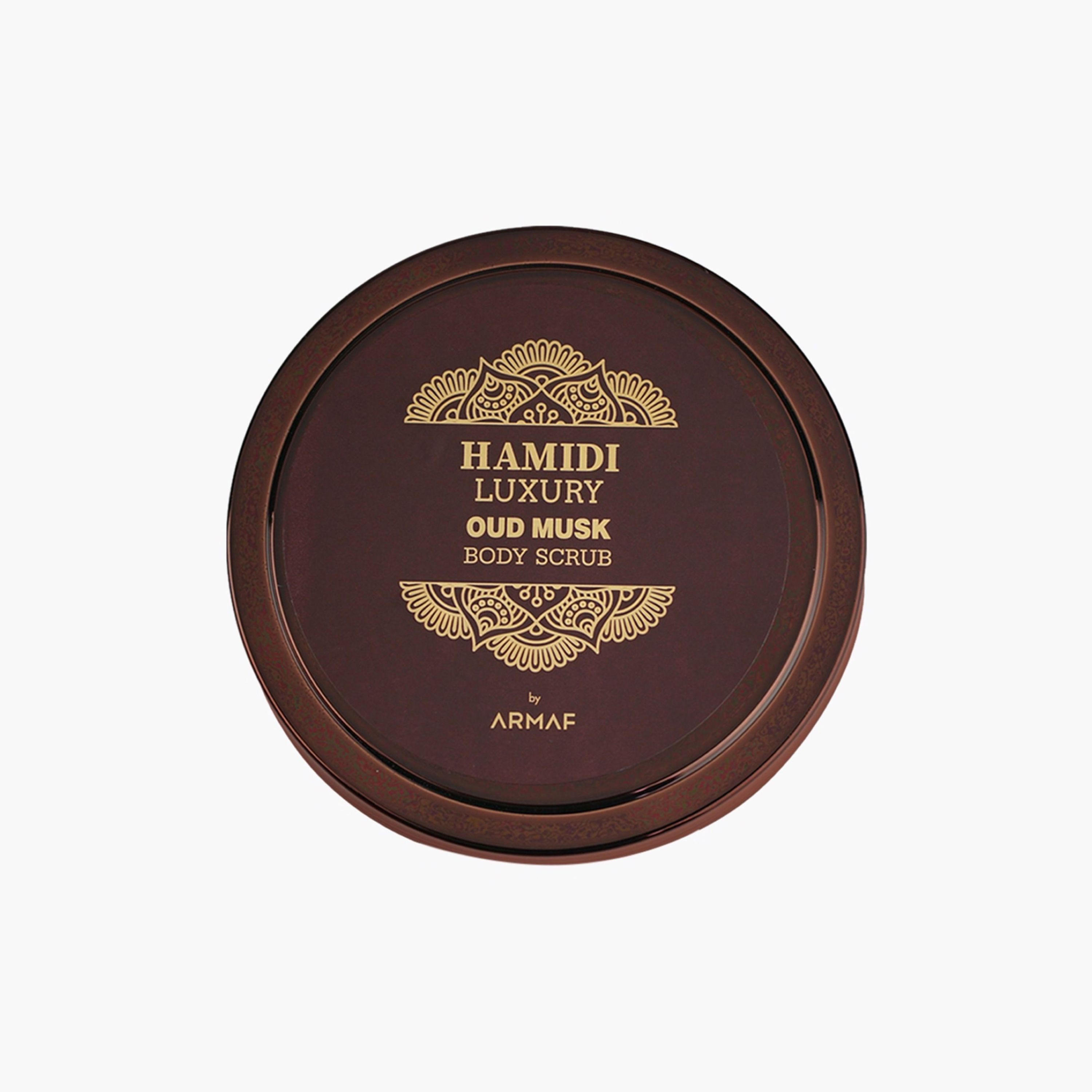 مقشر للجسم برائحة العود والمسك من حامدي لاكشري - 250 مل-beautyandpersonalcare-bathandbody-bathandshower-scrubs-image-1