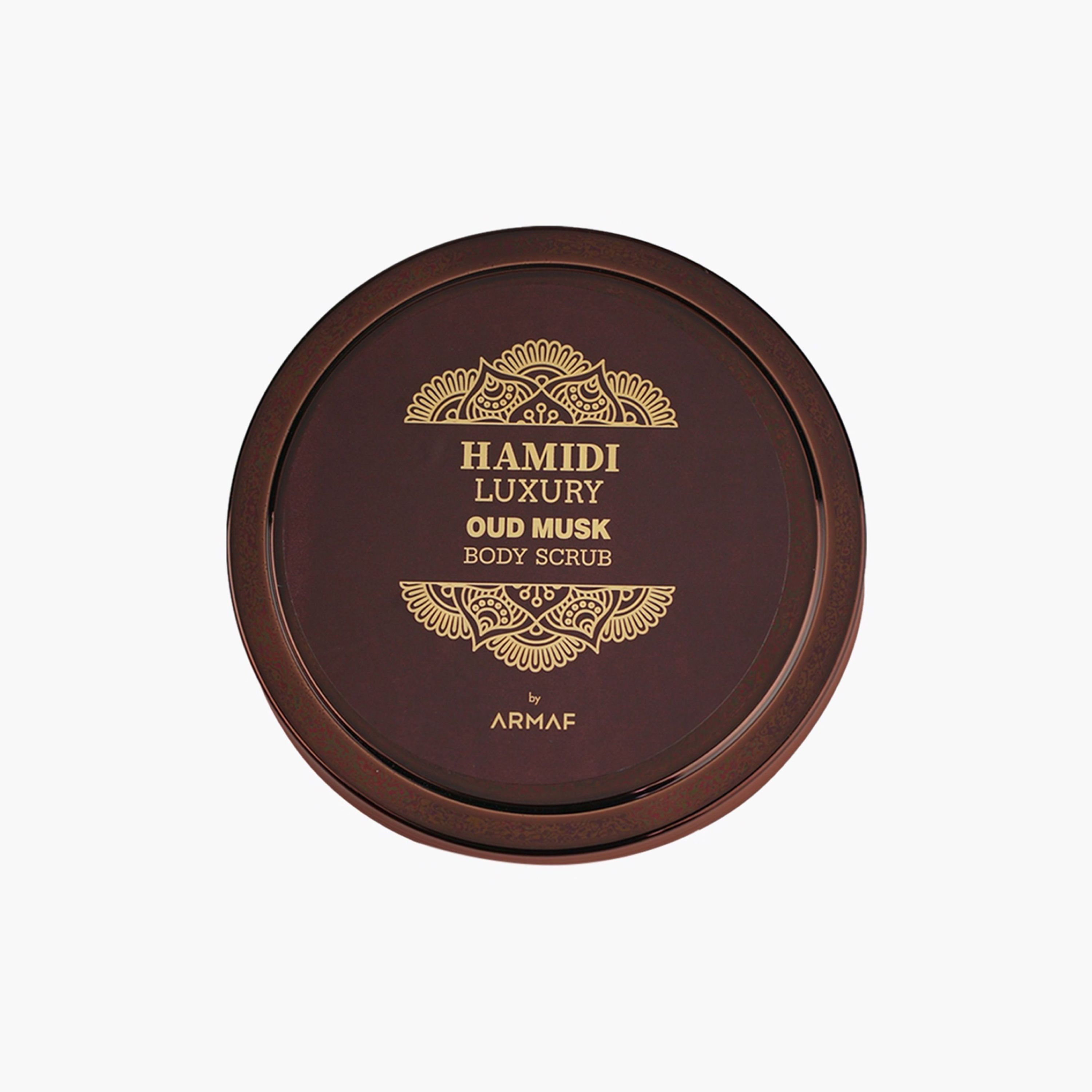 مقشر للجسم برائحة العود والمسك من حامدي لاكشري - 250 مل-beautyandpersonalcare-bathandbody-bathandshower-scrubs-image-1
