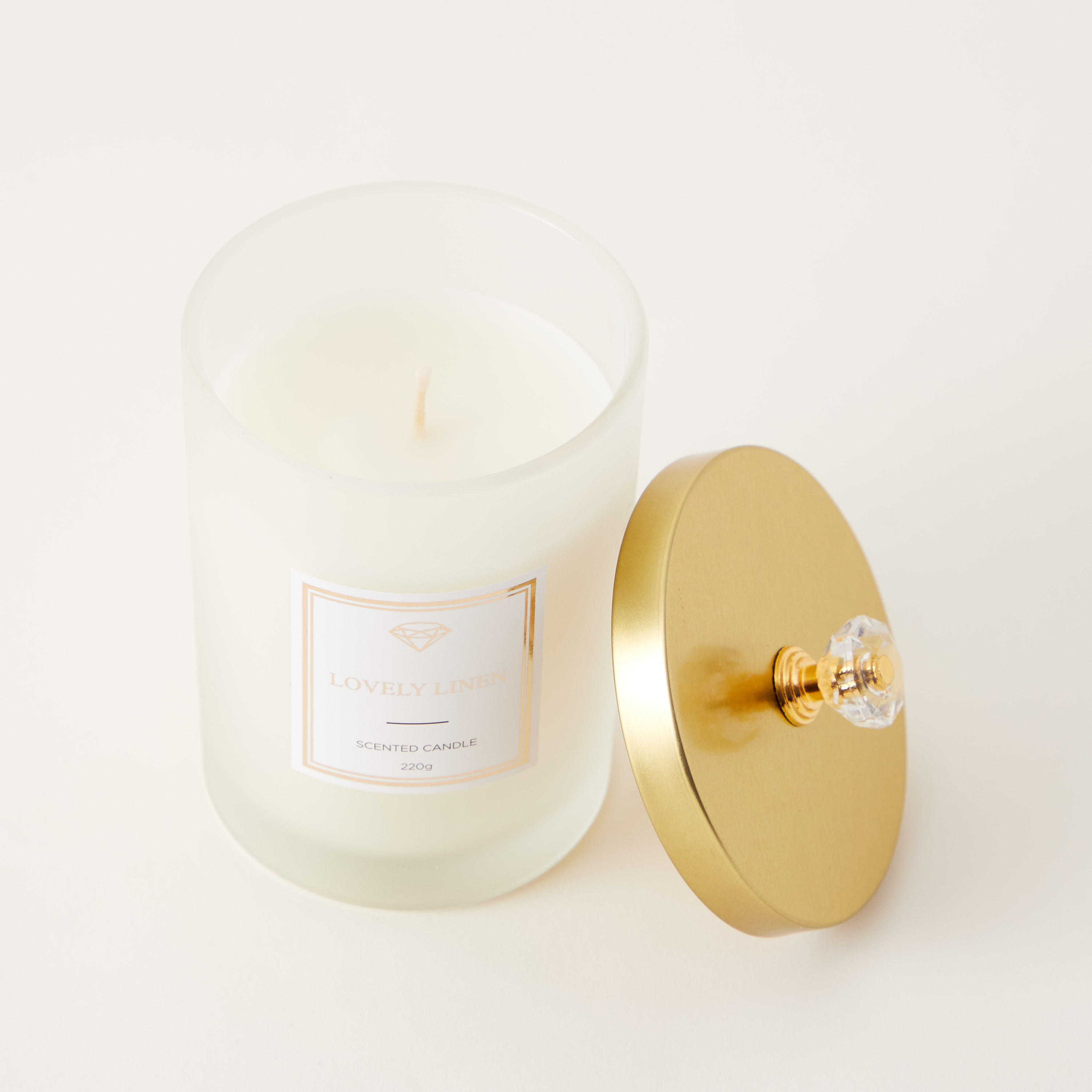Lovely Linen Painted Matte Jar Candle with Metal Lid - 220 gms-household-homefragrance-candles-image-1