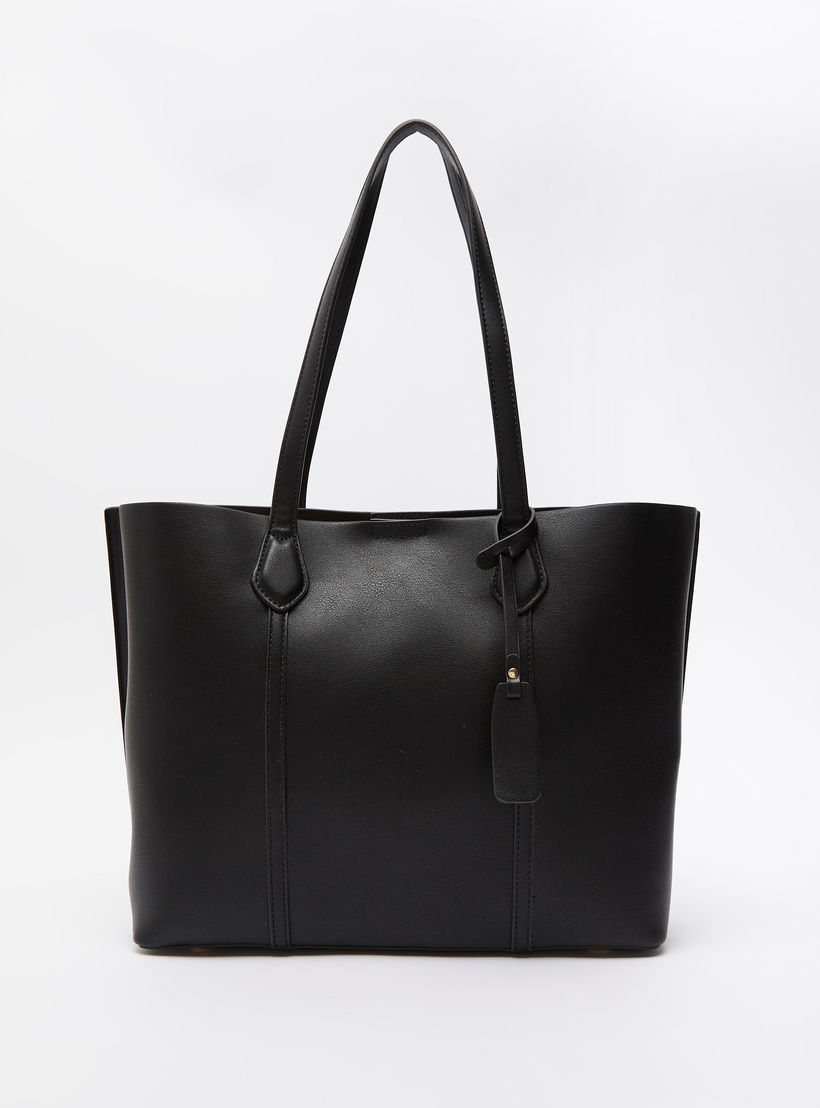 Celeste Textured Tote Bag with Double Handle and Snap Button Closure-women-bagsandwallets-handbags-image-1