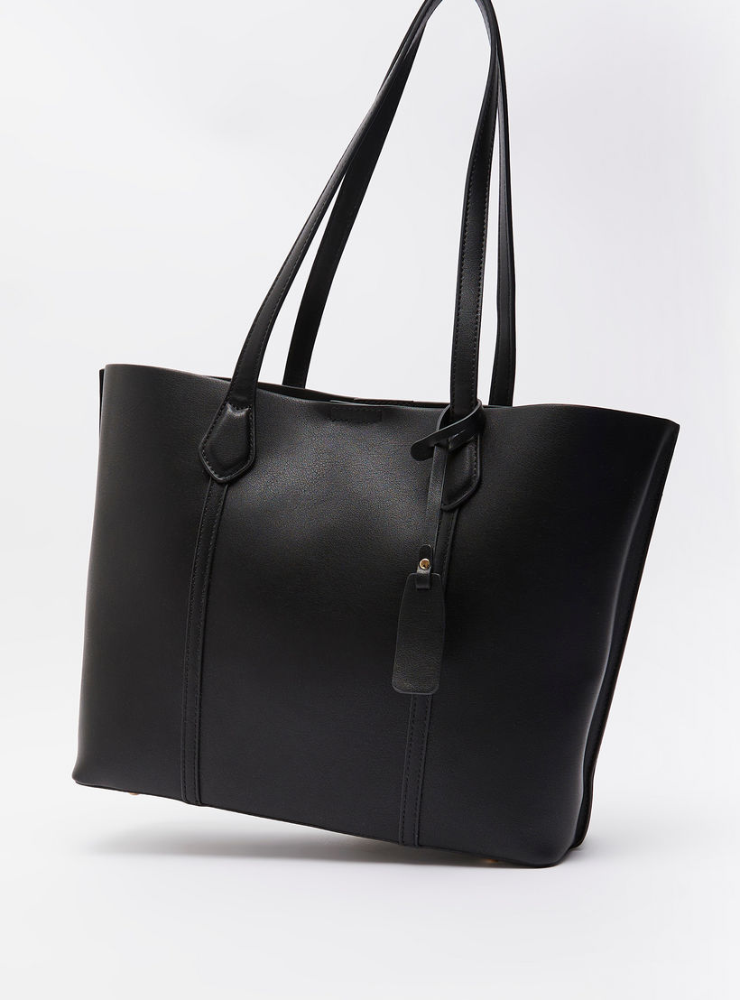 Celeste Textured Tote Bag with Double Handle and Snap Button Closure-women-bagsandwallets-handbags-image-2