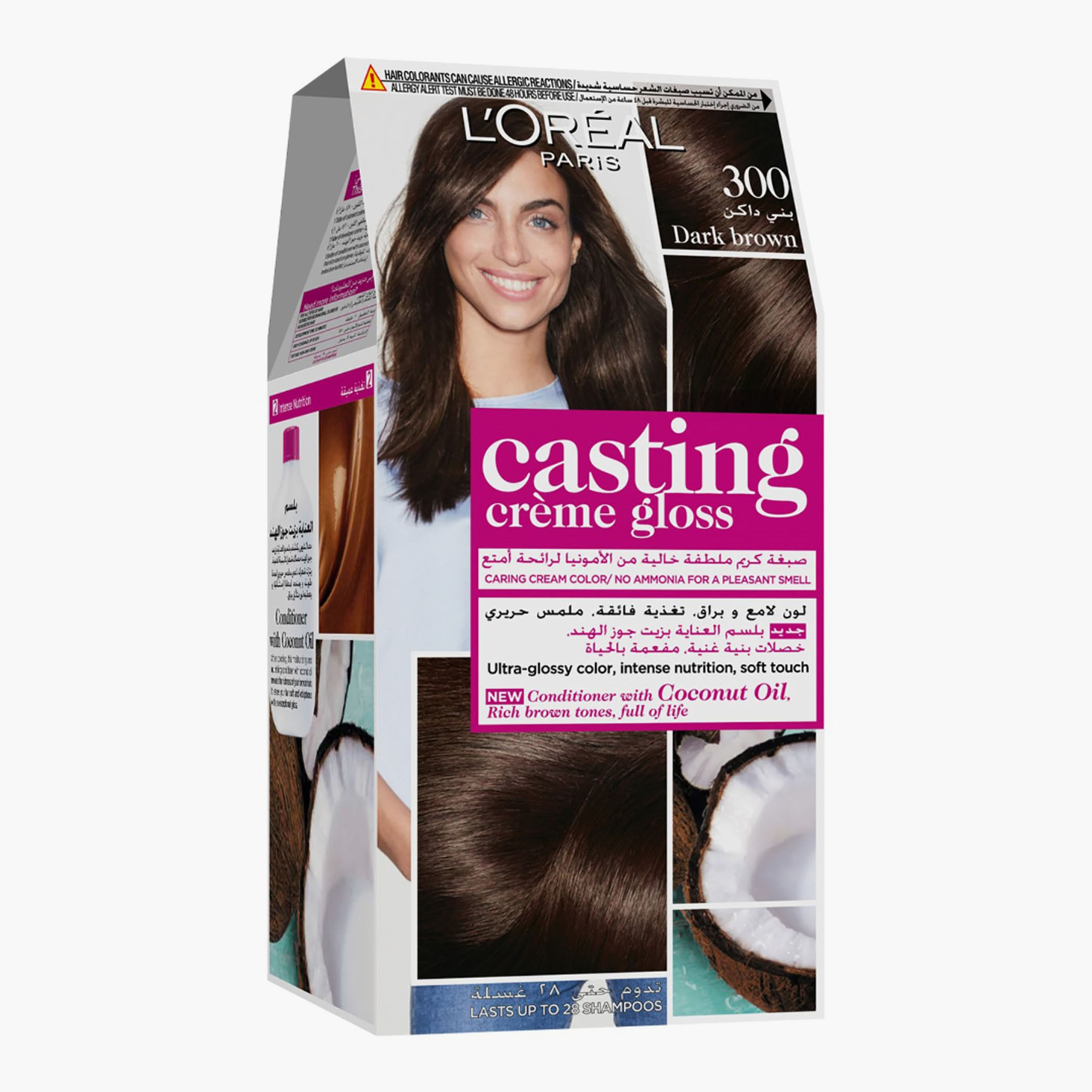 صبغة شعر دارك براون 300 كاستينج كريم جلوس من لوريال باريس-beautyandpersonalcare-hair-hairstyling-haircolours-image-1