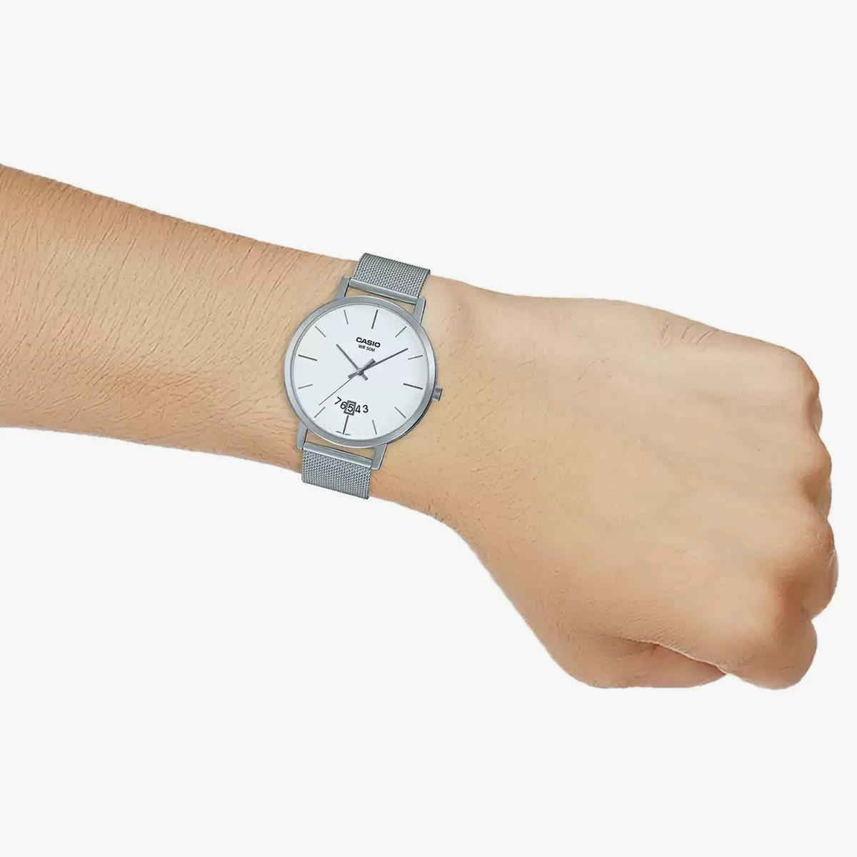 Casio Men Mesh Silver Strap Analog Watch - MTP-B100M-7EVDF-men-watchesandjewellery-watches-image-6