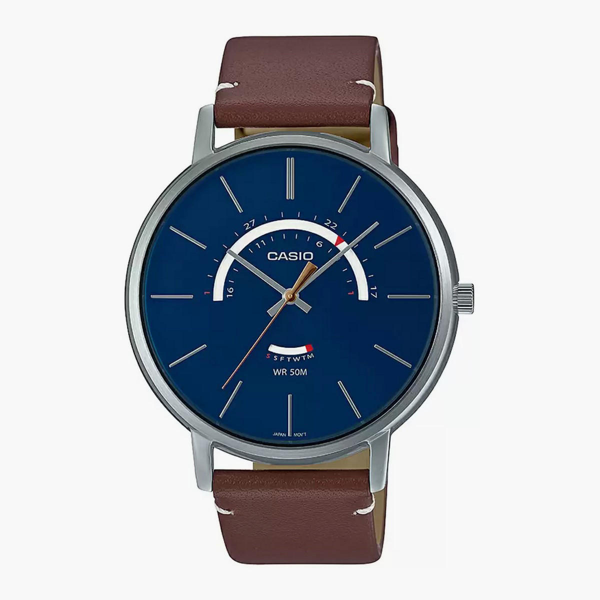 ساعة كاسيو للرجال من انالوج عقارب وسوار من جلد طبيعي أسمر - MTP-B105L-2AVDF-men-watchesandjewellery-watches-image-1