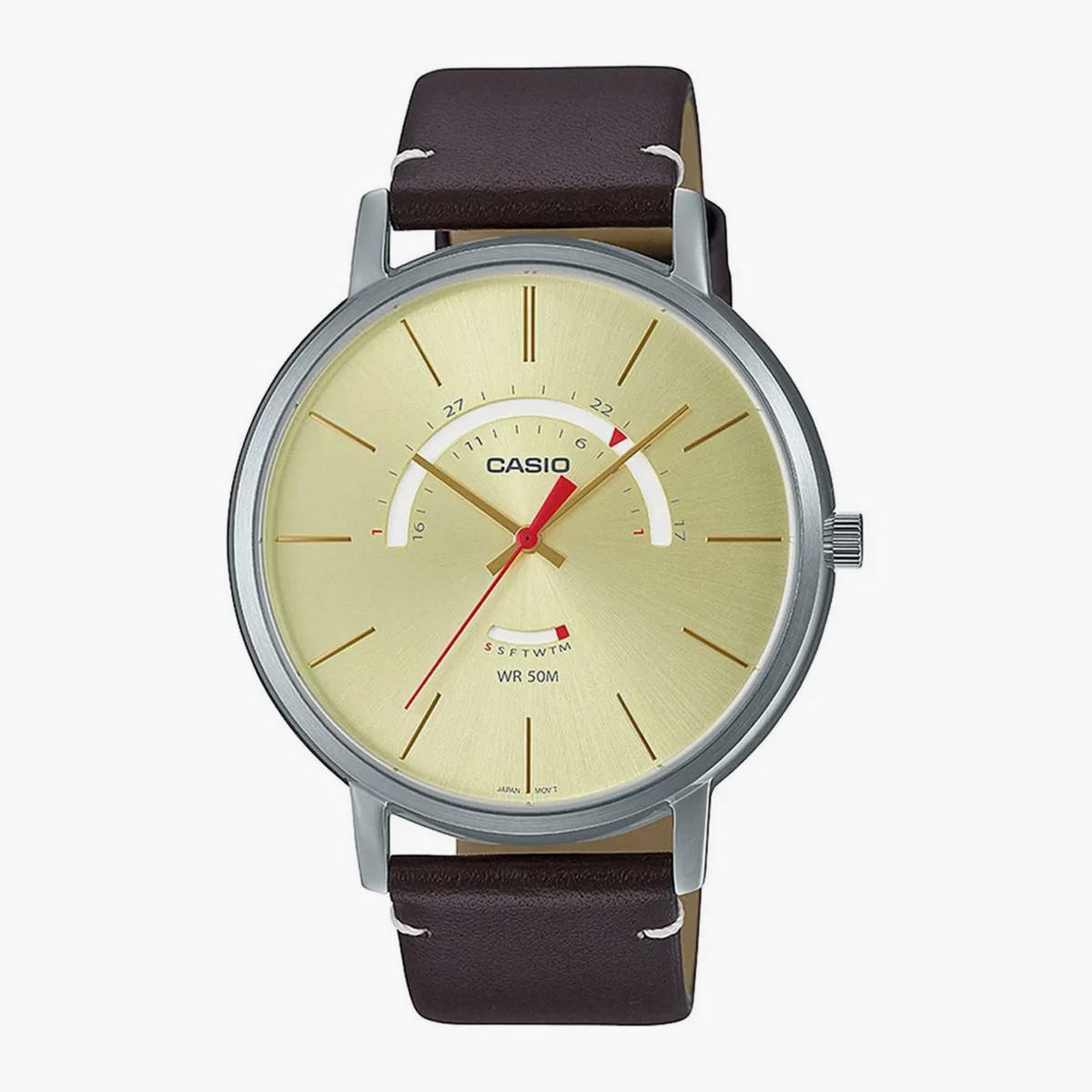 ساعة كاسيو للرجال من انالوج عقارب وسوار من جلد طبيعي أسمر - MTP-B105L-2AVDF-men-watchesandjewellery-watches-image-7