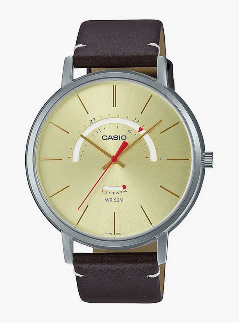 ساعة كاسيو للرجال من انالوج عقارب وسوار من جلد طبيعي أسمر - MTP-B105L-2AVDF-men-watchesandjewellery-watches-image-1