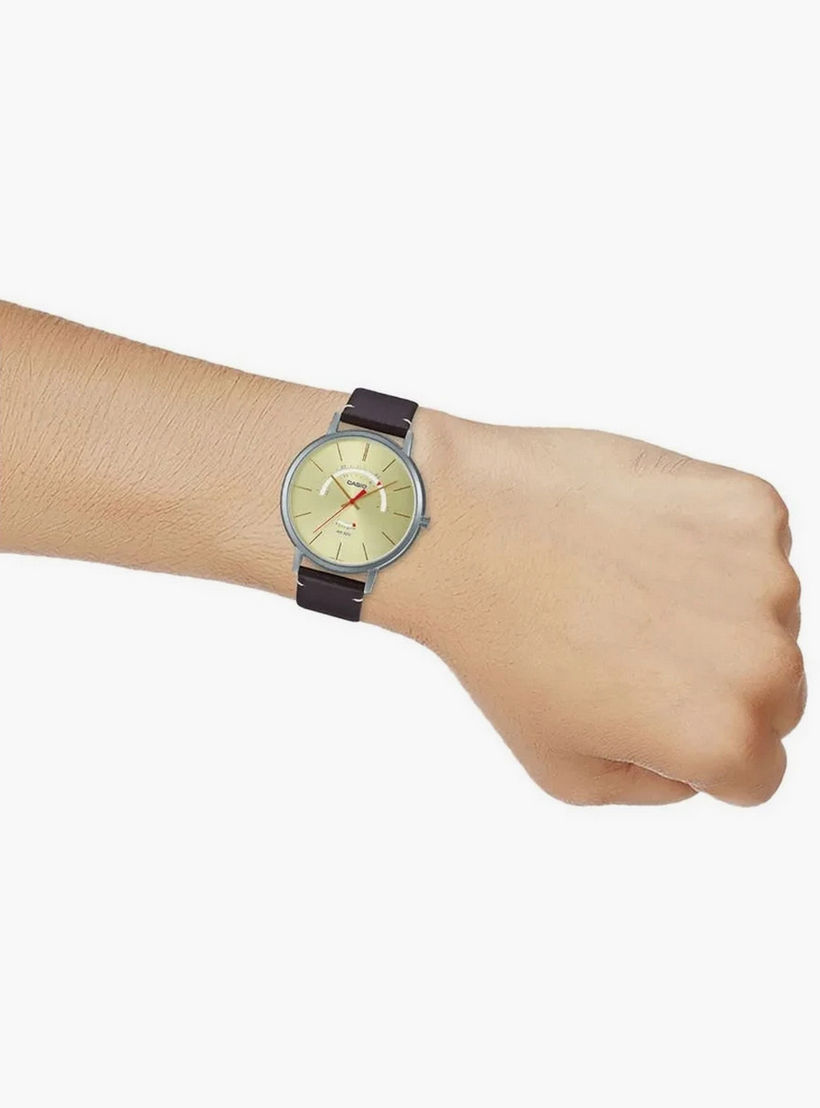 ساعة كاسيو للرجال من انالوج عقارب وسوار من جلد طبيعي أسمر - MTP-B105L-2AVDF-men-watchesandjewellery-watches-image-6