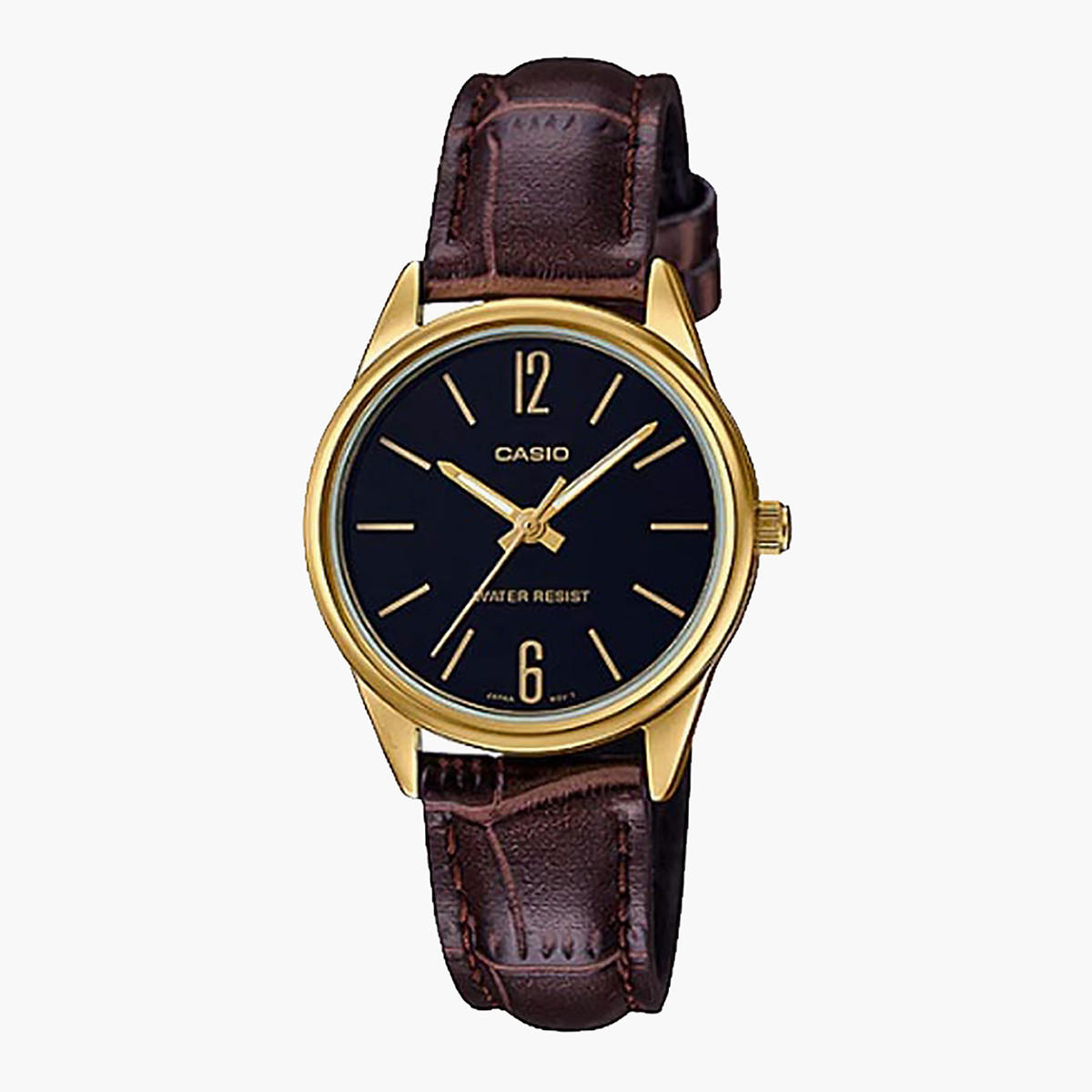 LTP-V005GL-1BUDF- راقب حزام جلد تناظرية بنى للنساء كاسيو-women-watchesandjewellery-watches-image-1