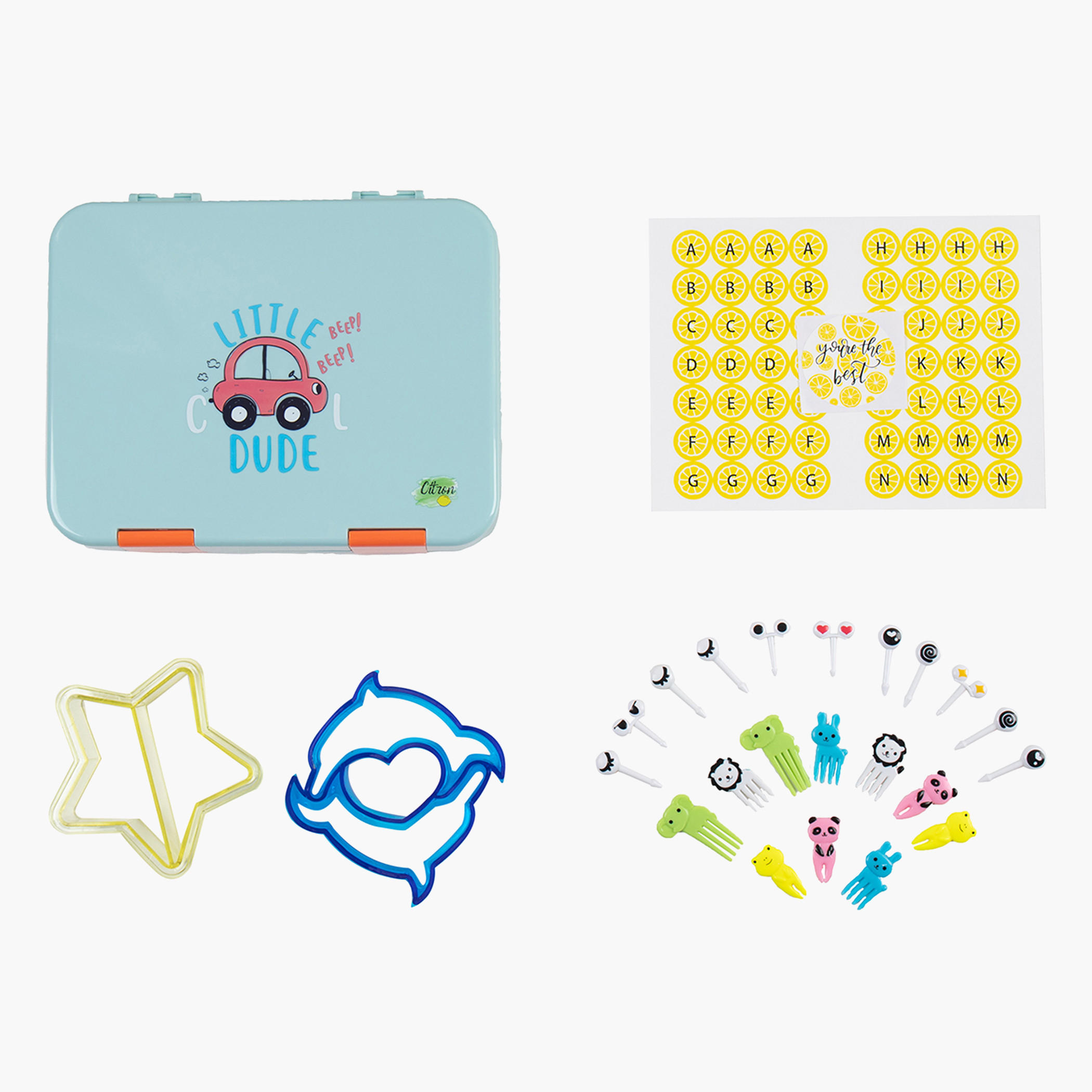 Citron Cars Print 4-Compartment Lunch Box Set-school-lunchessentials-lunchboxes-image-7