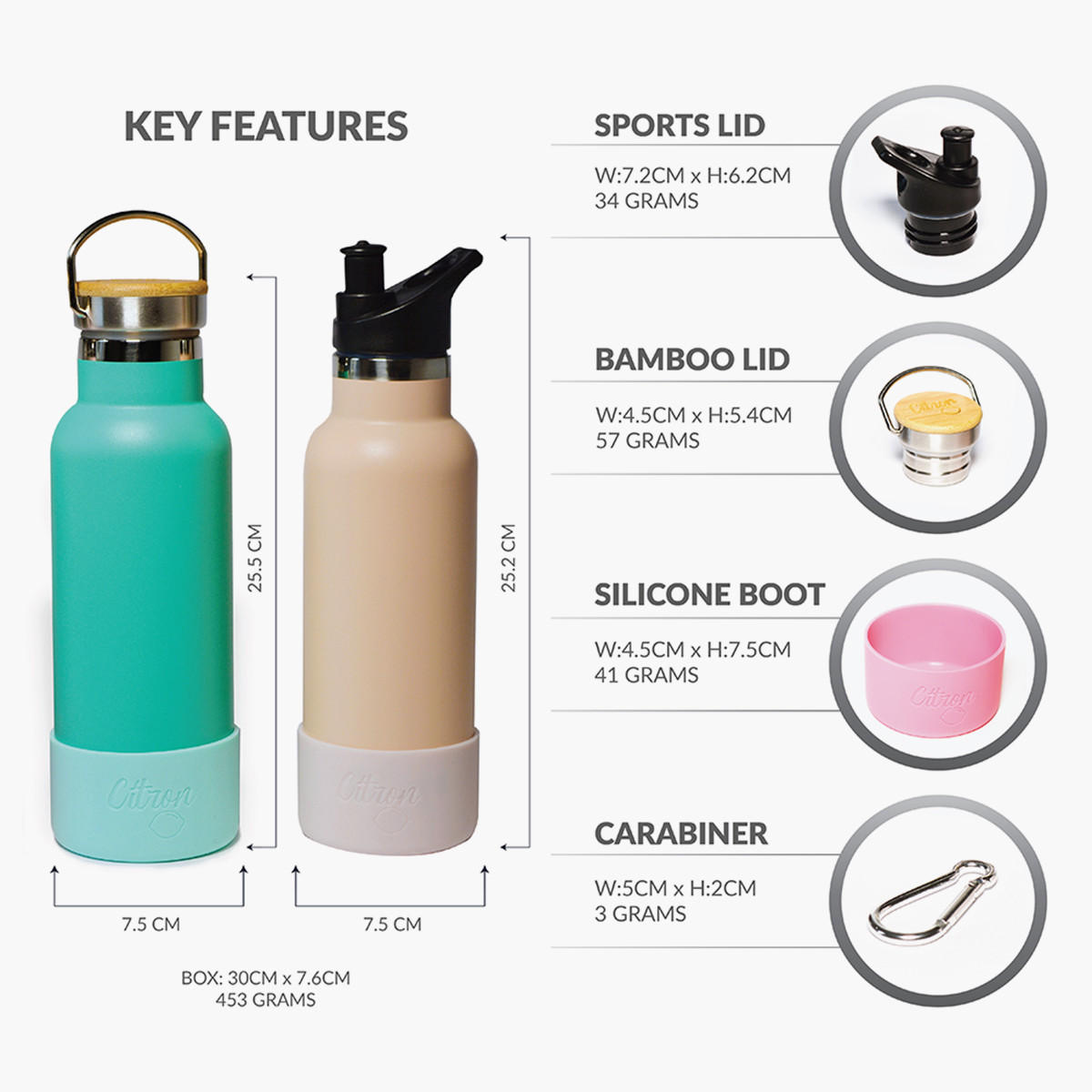Citron Solid Double Insulated Water Bottle - 500 ml-school-waterbottles-image-4