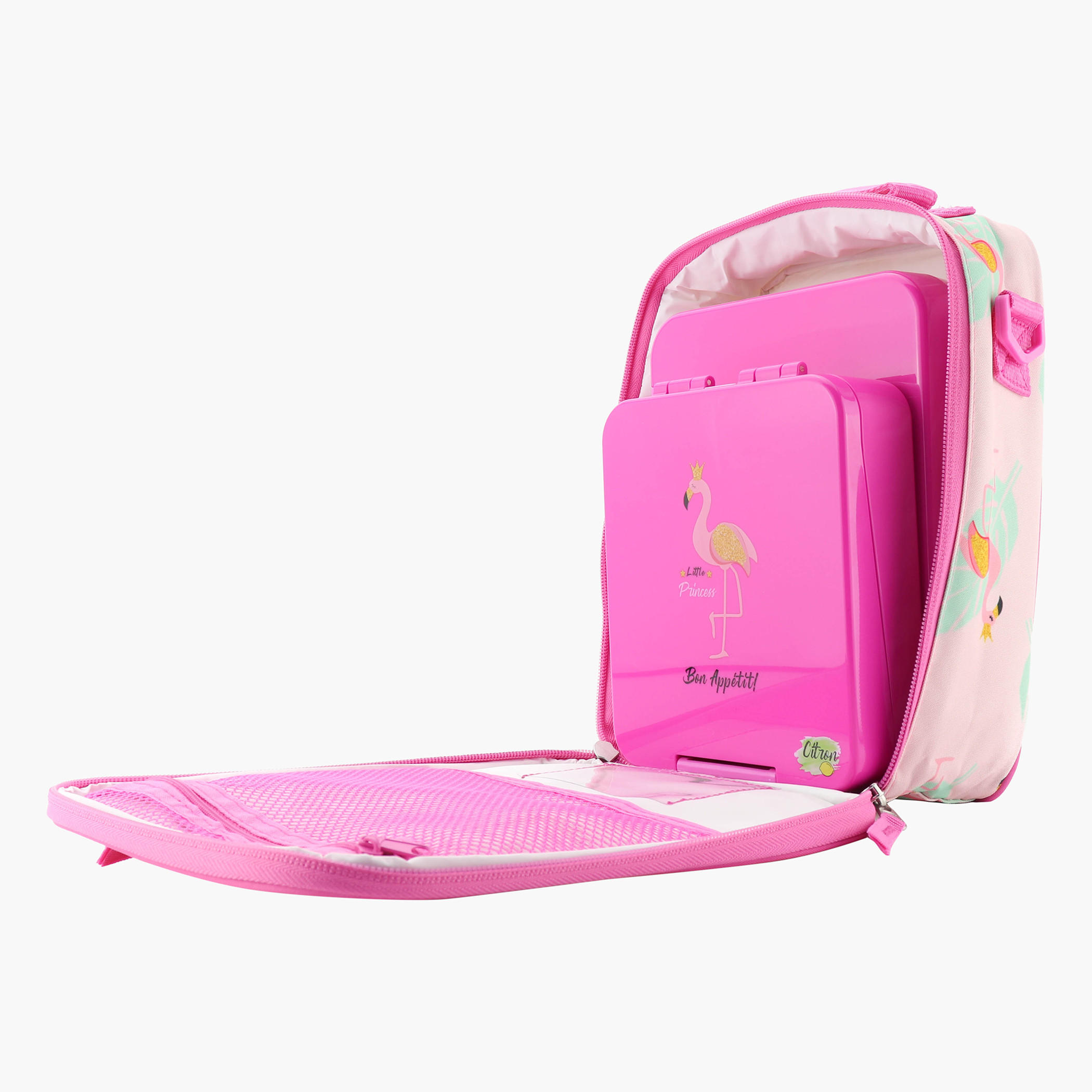 Citron Flamingo Print Lunch Bag-school-lunchessentials-lunchbags-image-5