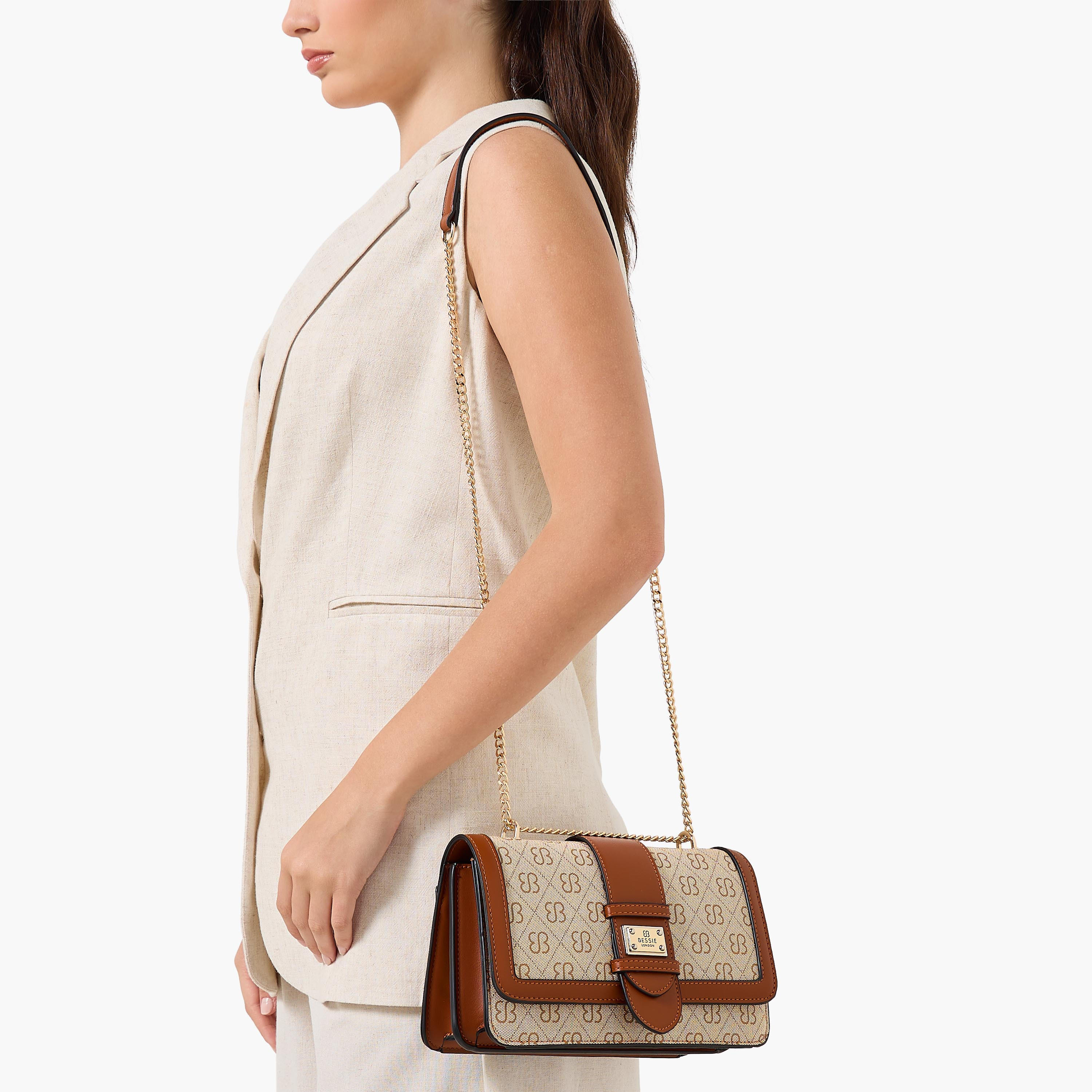 Bessie London Printed Crossbody Bag with Chain Strap and Flap Closure-women-bagsandwallets-handbags-image-2