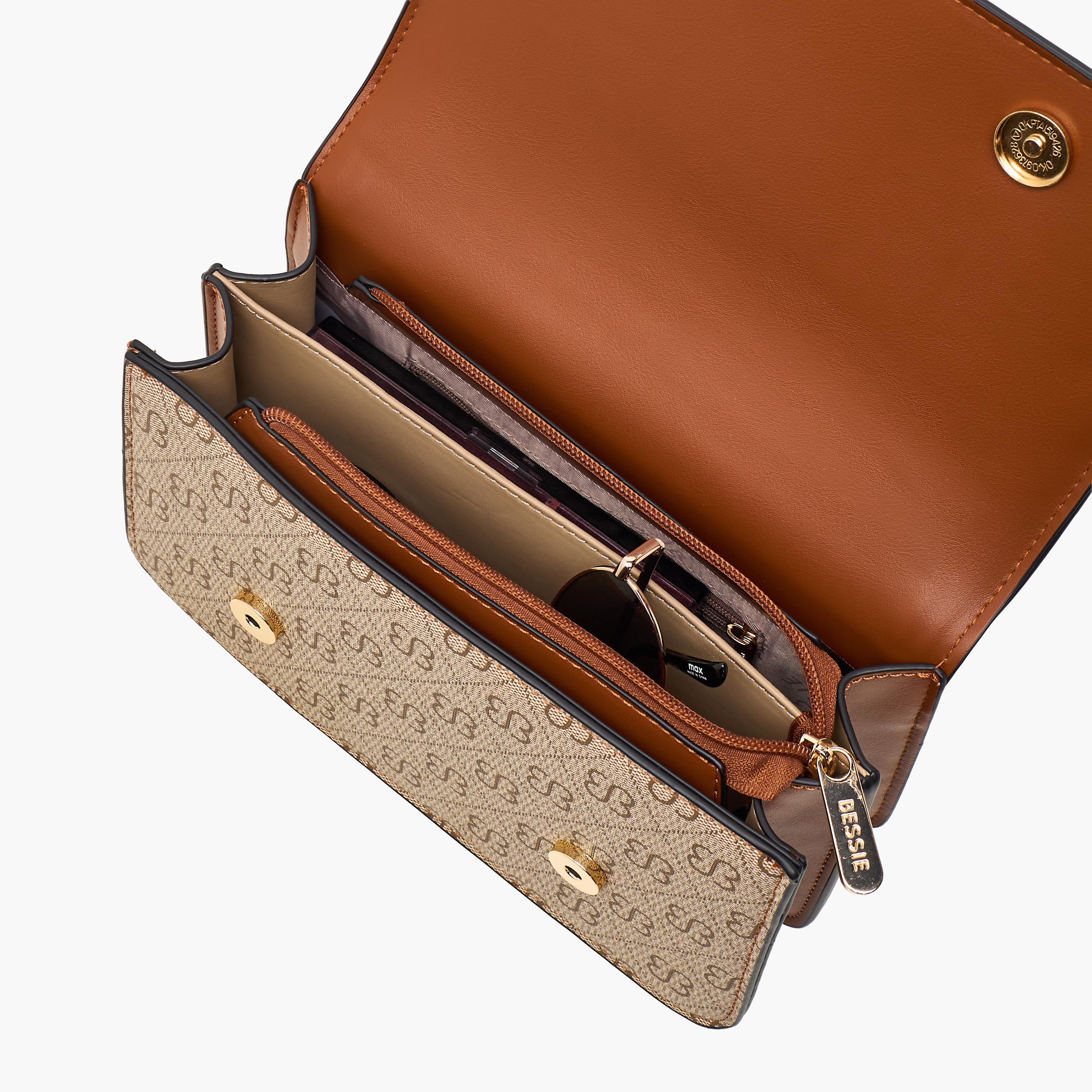 Bessie London Printed Crossbody Bag with Chain Strap and Flap Closure-women-bagsandwallets-handbags-image-8