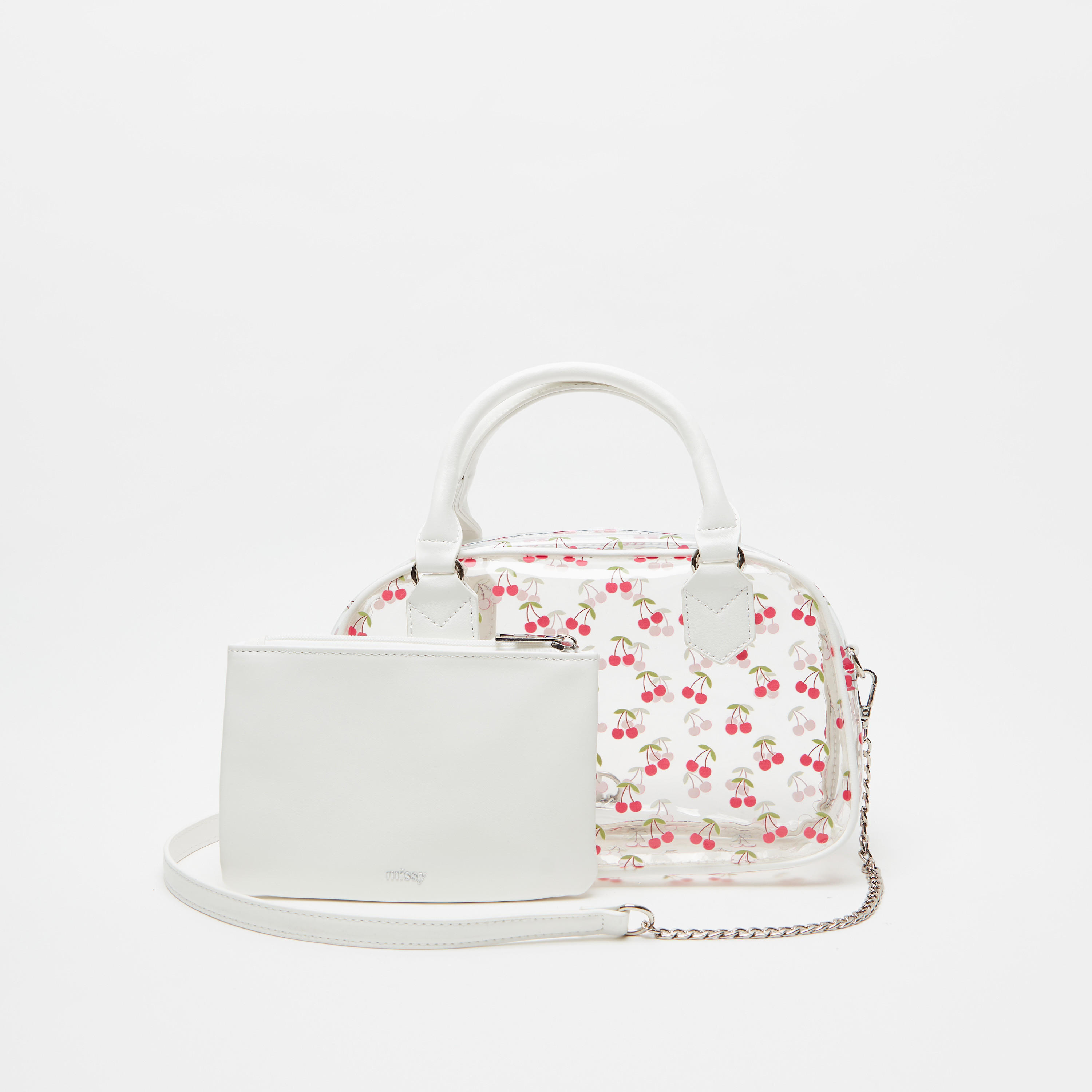 Missy Cherry Print Tote Bag with Pouch and Detachable Chain Strap-women-bagsandwallets-handbags-image-1