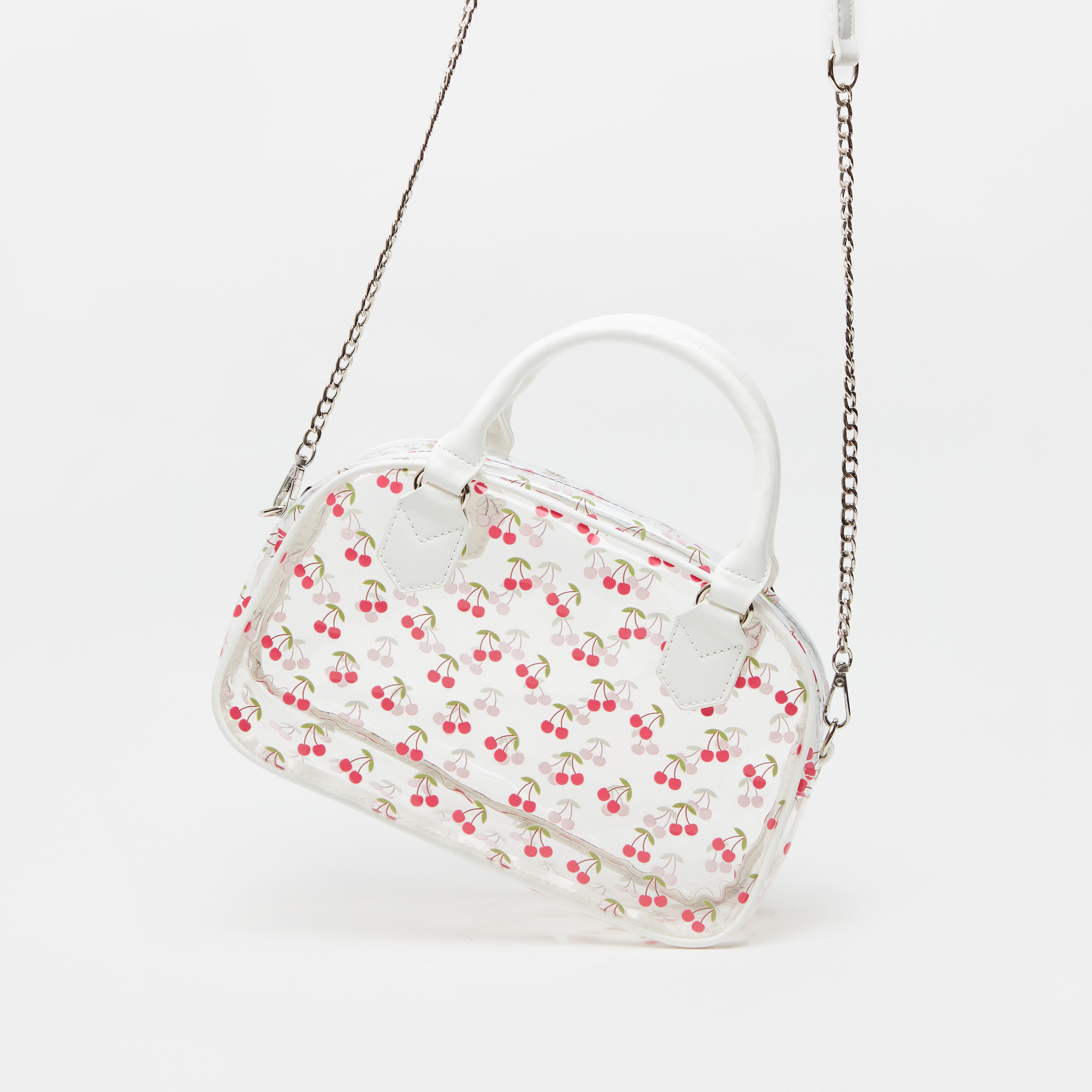 Missy Cherry Print Tote Bag with Pouch and Detachable Chain Strap-women-bagsandwallets-handbags-image-2