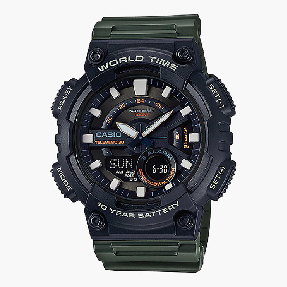 AEQ-110W-3AVDF- راقب حزام راتنج تناظرية/ رقمية أخضر ملك الرجال كاسيو-men-watchesandjewellery-watches-image-1
