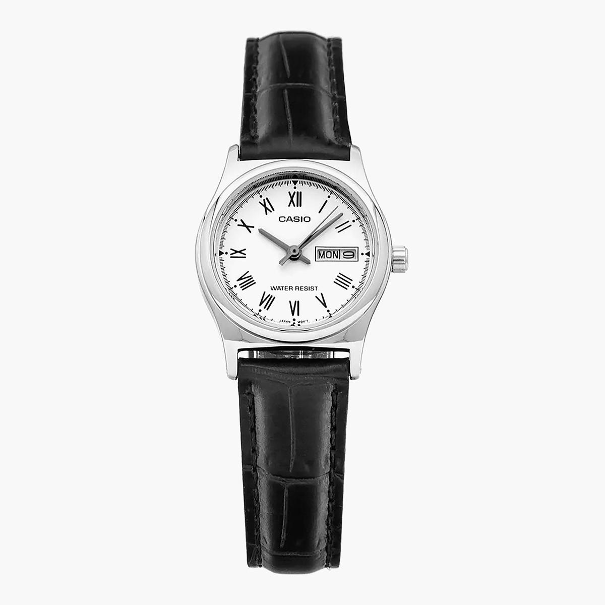 LTP-V006L-7BUDF- راقب حزام جلد تناظرية أسود للنساء كاسيو-women-watchesandjewellery-watches-image-1