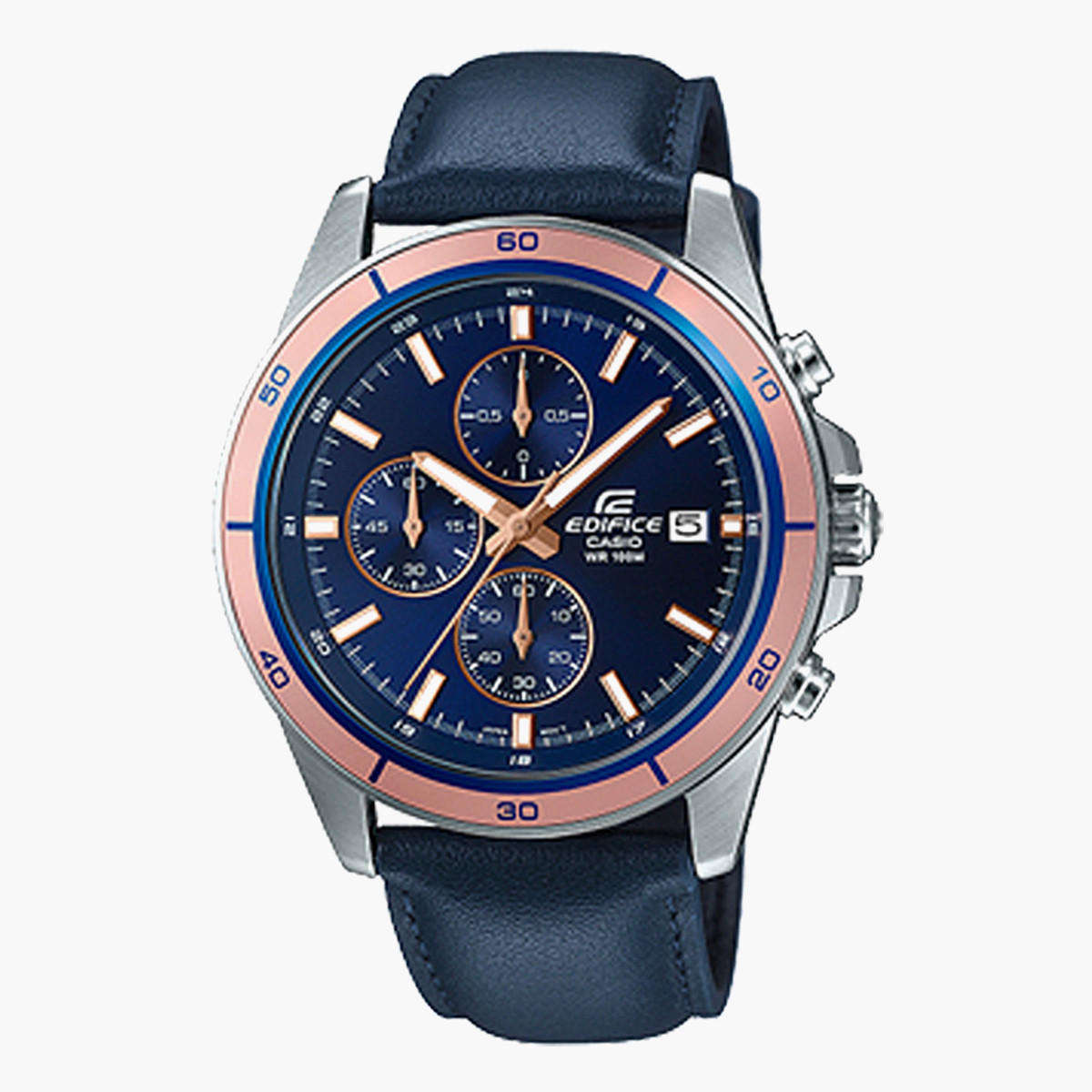 Edifice Men's Blue Chronograph Leather Strap Watch -EFR-526L-2AVUDF-men-watchesandjewellery-watches-image-1