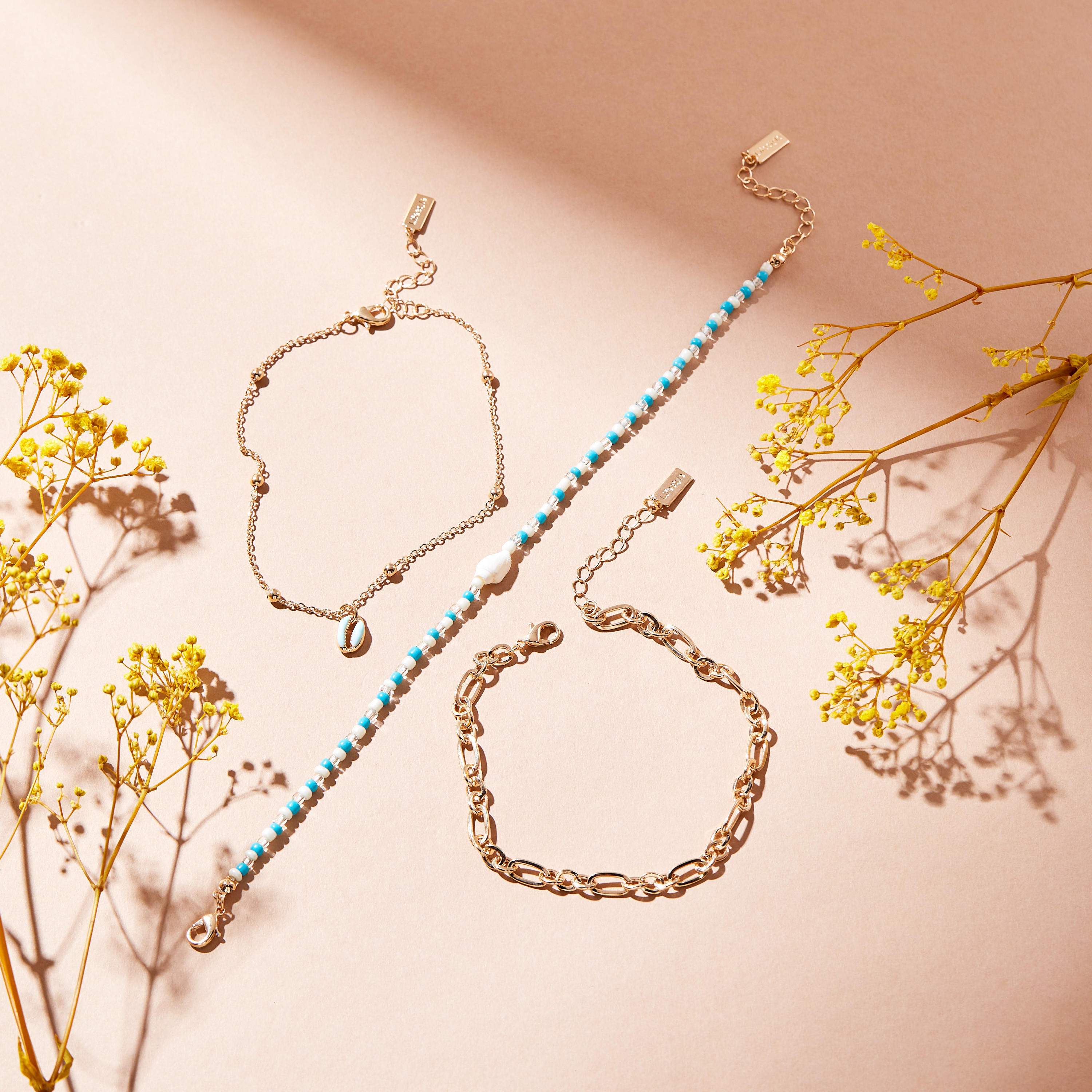 Beaded Anklet with Lobster Clasp - Set of 3-women-watchesandjewellery-jewellery-anklets-image-1