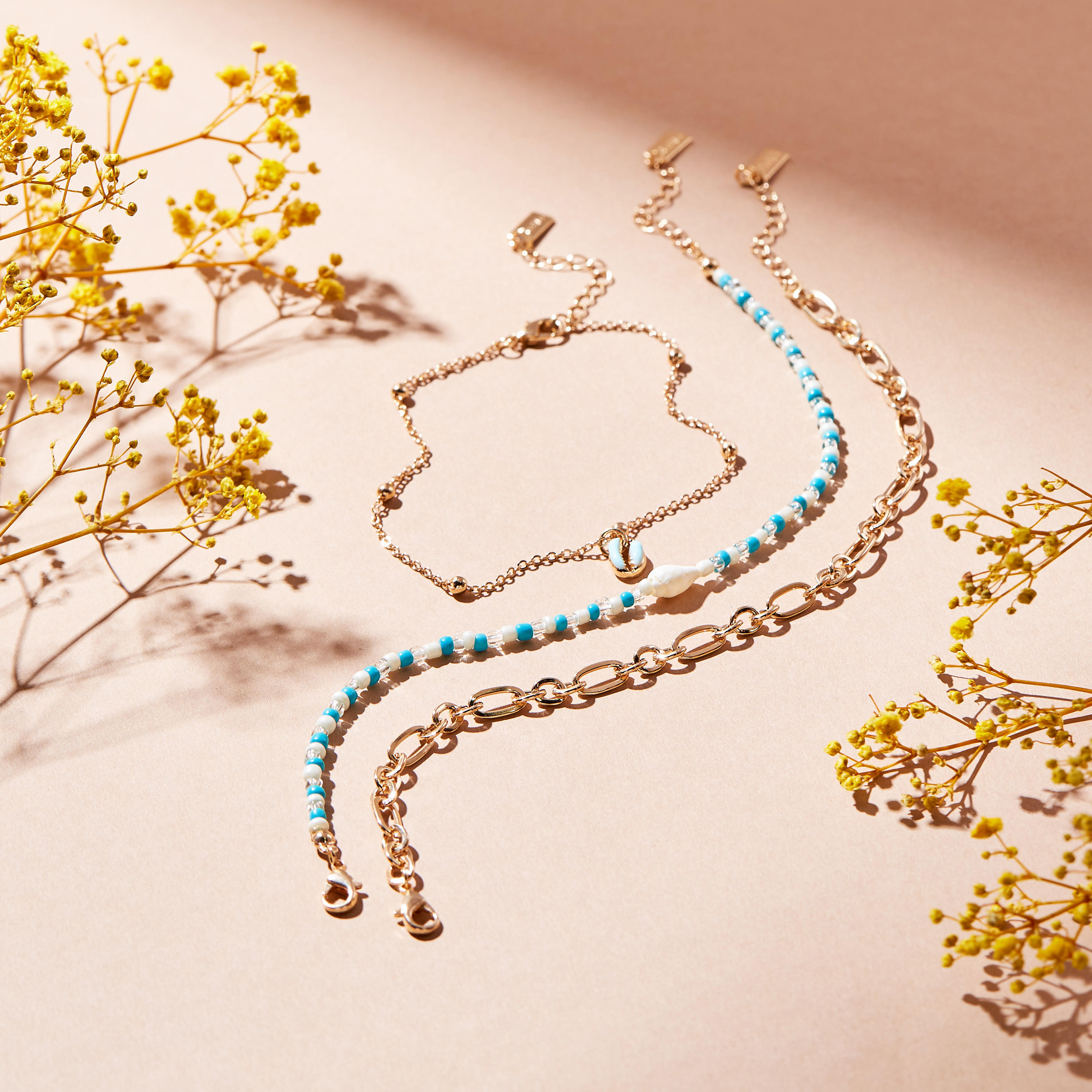 Beaded Anklet with Lobster Clasp - Set of 3-women-watchesandjewellery-jewellery-anklets-image-2