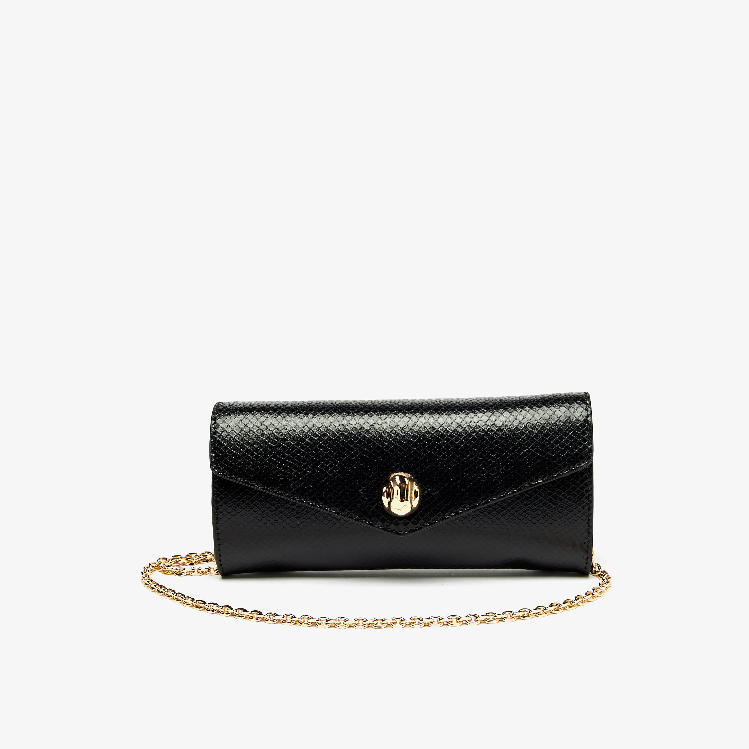 Celeste Textured Clutch with Detachable Chain Strap and Button Closure-women-bagsandwallets-wallets-image-1