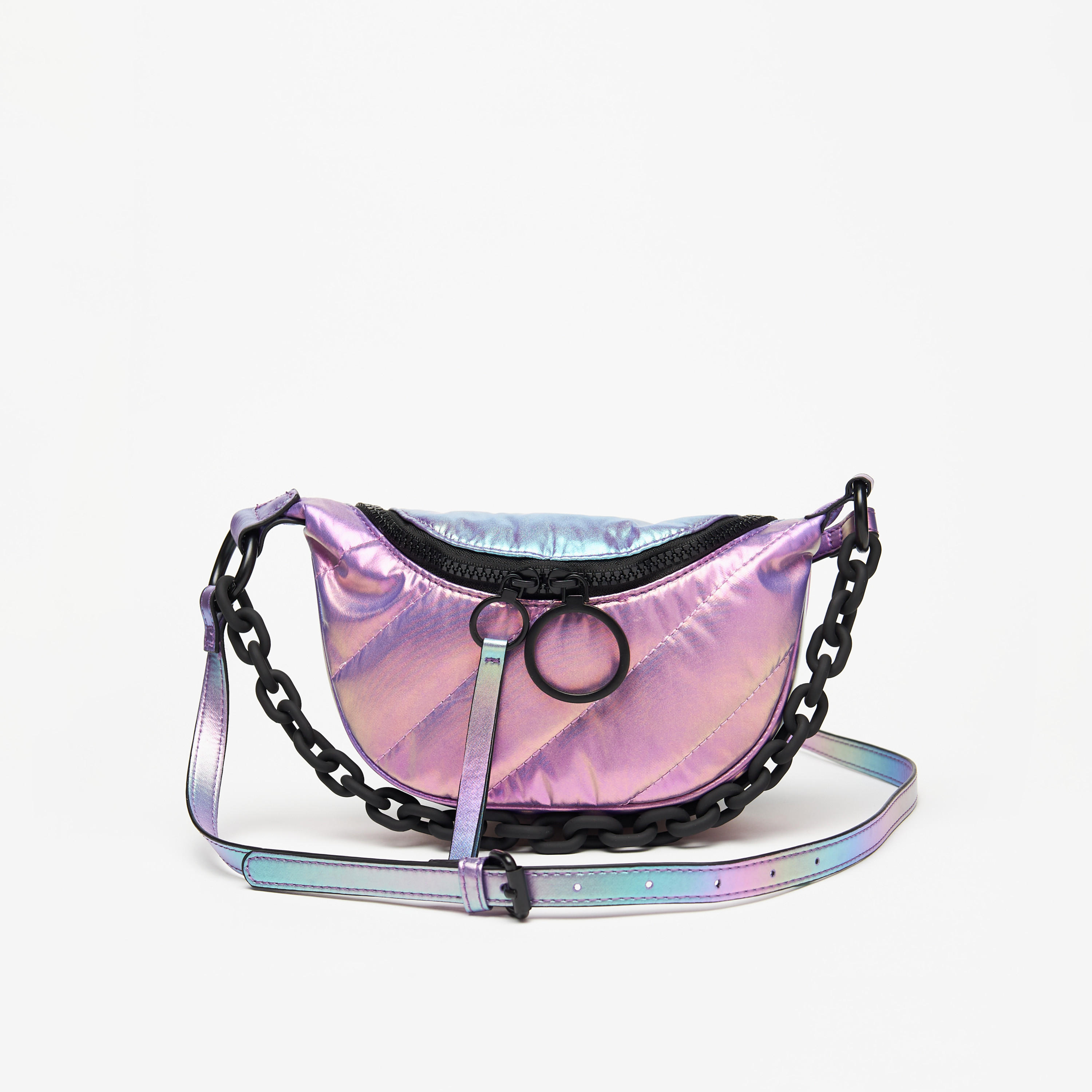 Missy Textured Crossbody Bag with Chain Detail and Adjustable Strap-women-bagsandwallets-handbags-image-1
