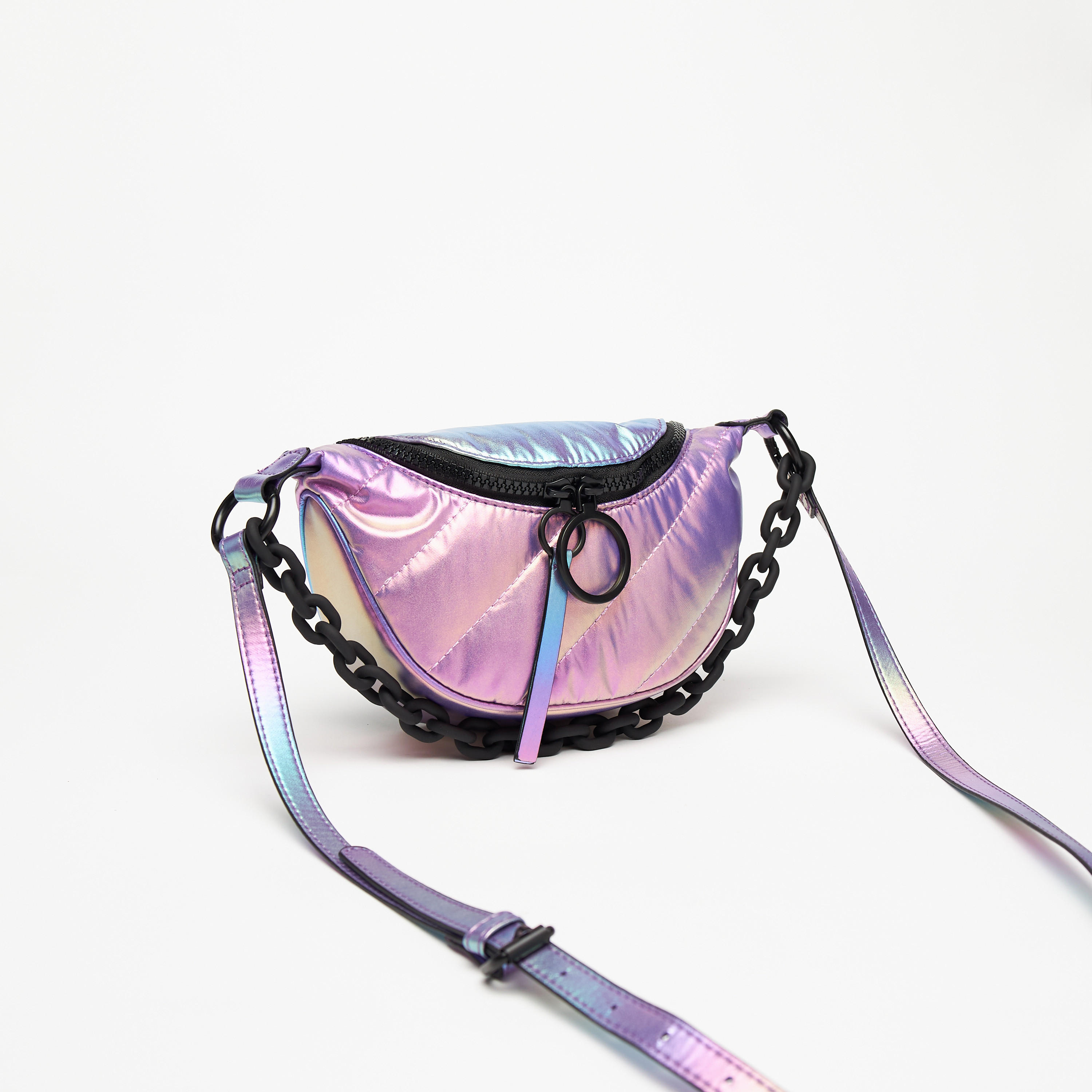 Missy Textured Crossbody Bag with Chain Detail and Adjustable Strap-women-bagsandwallets-handbags-image-4