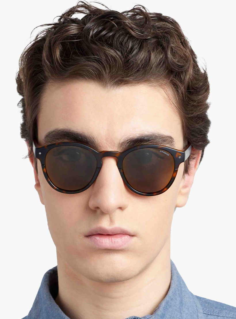 Polaroid Men Brown Polarised and UV Protected Lens Round Sunglass-men-sunglasses-image-7