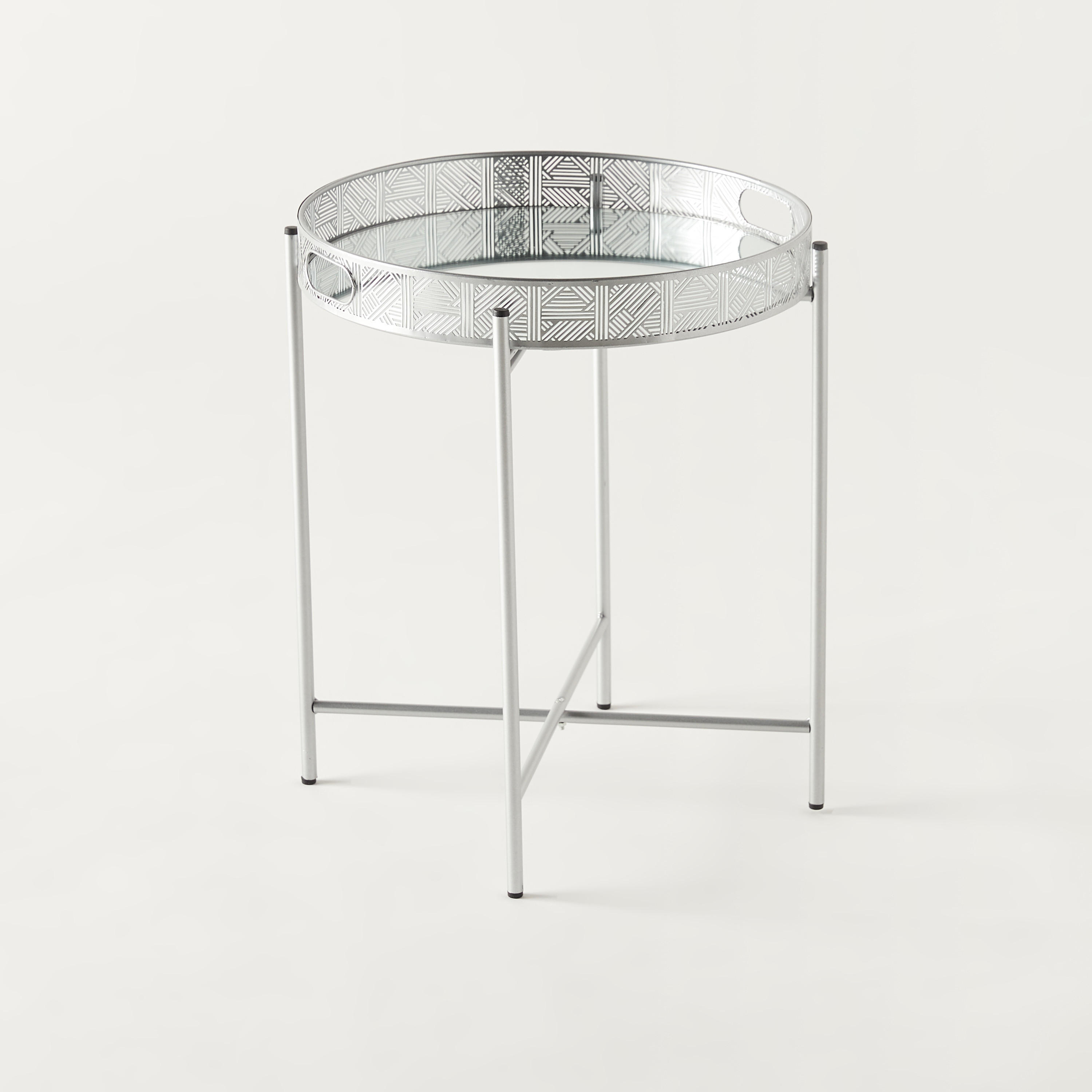 Metallic Accent Table with Mirror - 42x42x47 cms-furniture-livingroom-sideandendtables-image-1