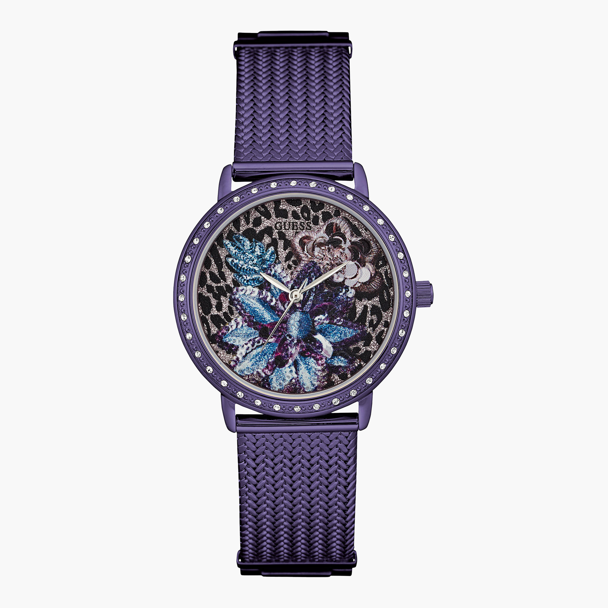 Guess Women Mesh Purple Strap Analog Watch - W0822L4-women-watchesandjewellery-watches-image-1