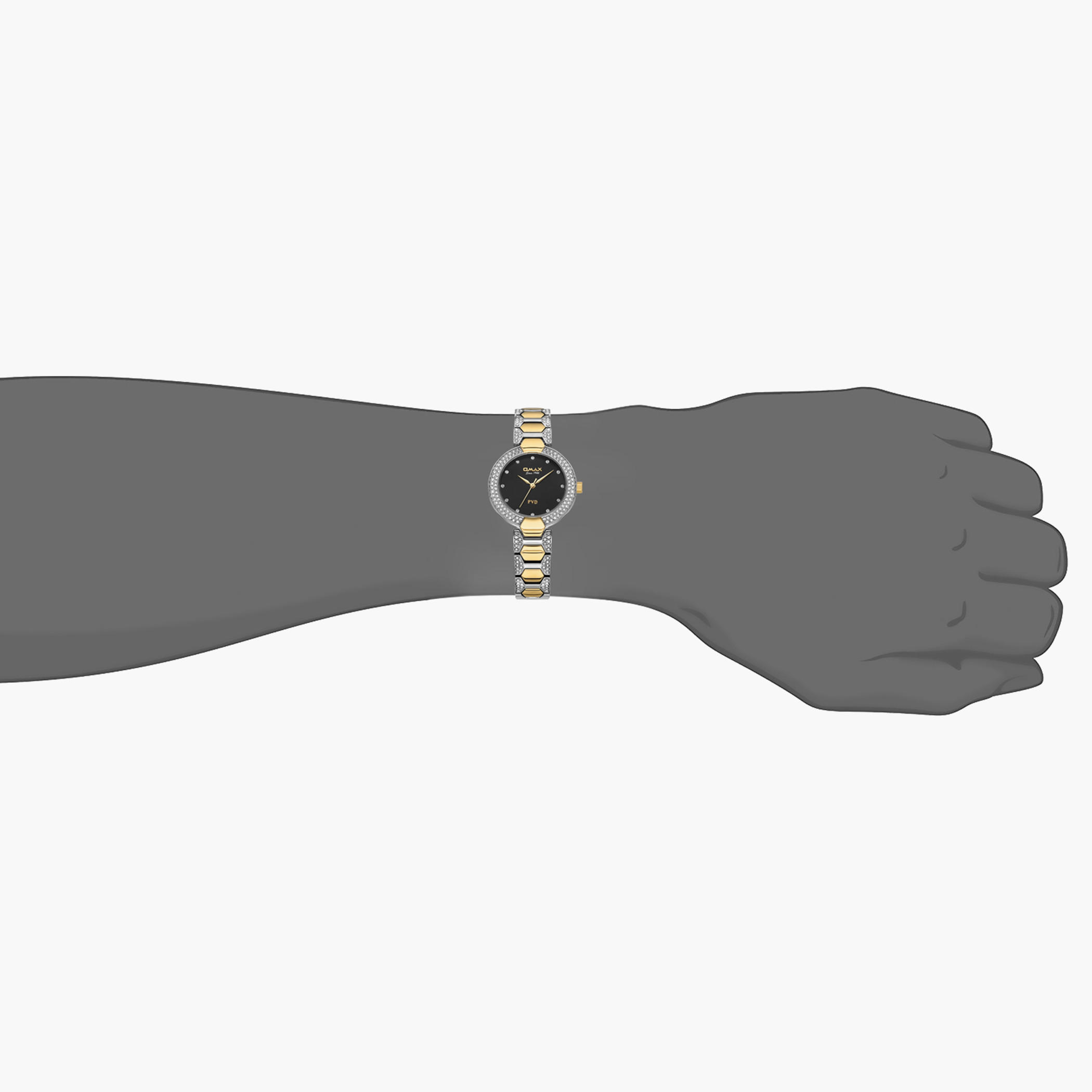 ساعة اوماكس التناظرية للنساء بسوار فضي وذهبي بعقارب - 00JSS004N001-women-watchesandjewellery-watches-image-8