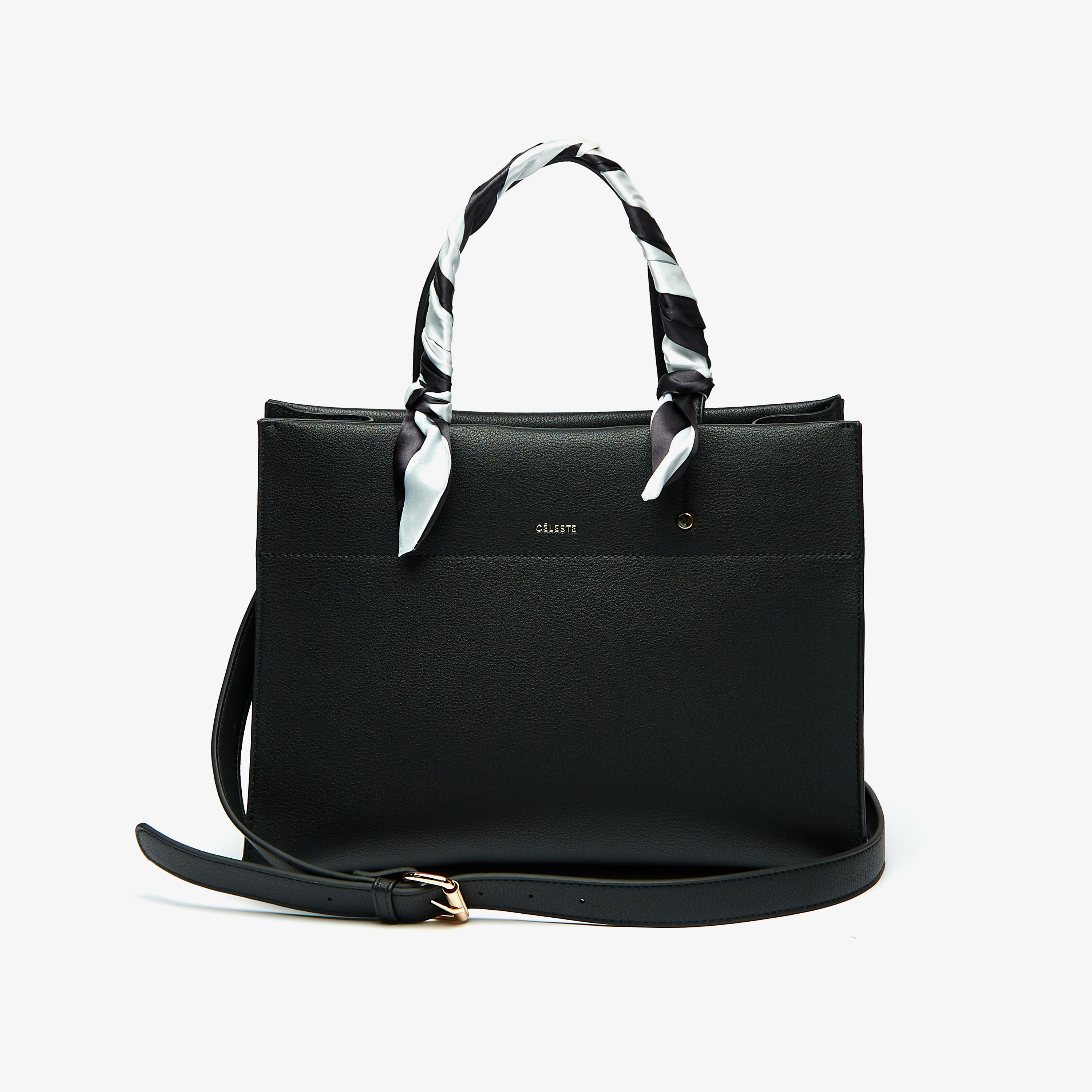 شنطة توتي سادة بمقبض مزدوج ووشاح من سيليست-women-bagsandwallets-handbags-image-2