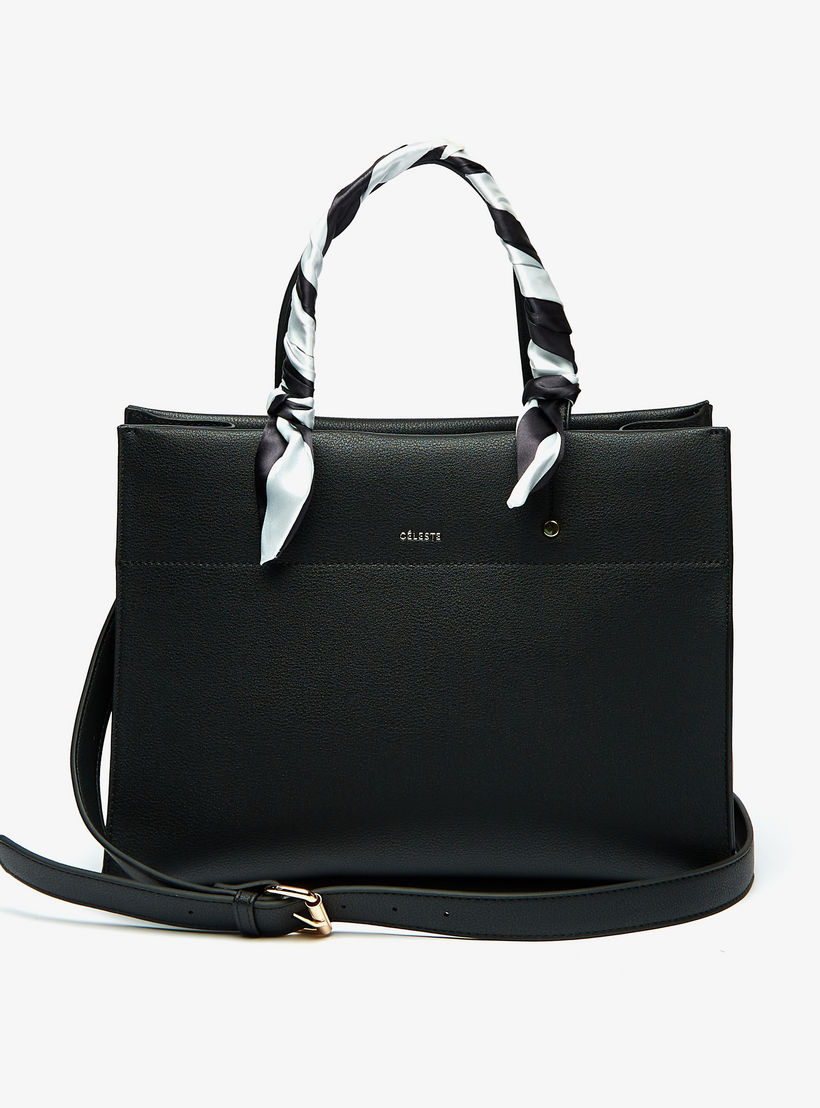 شنطة توتي سادة بمقبض مزدوج ووشاح من سيليست-women-bagsandwallets-handbags-image-2